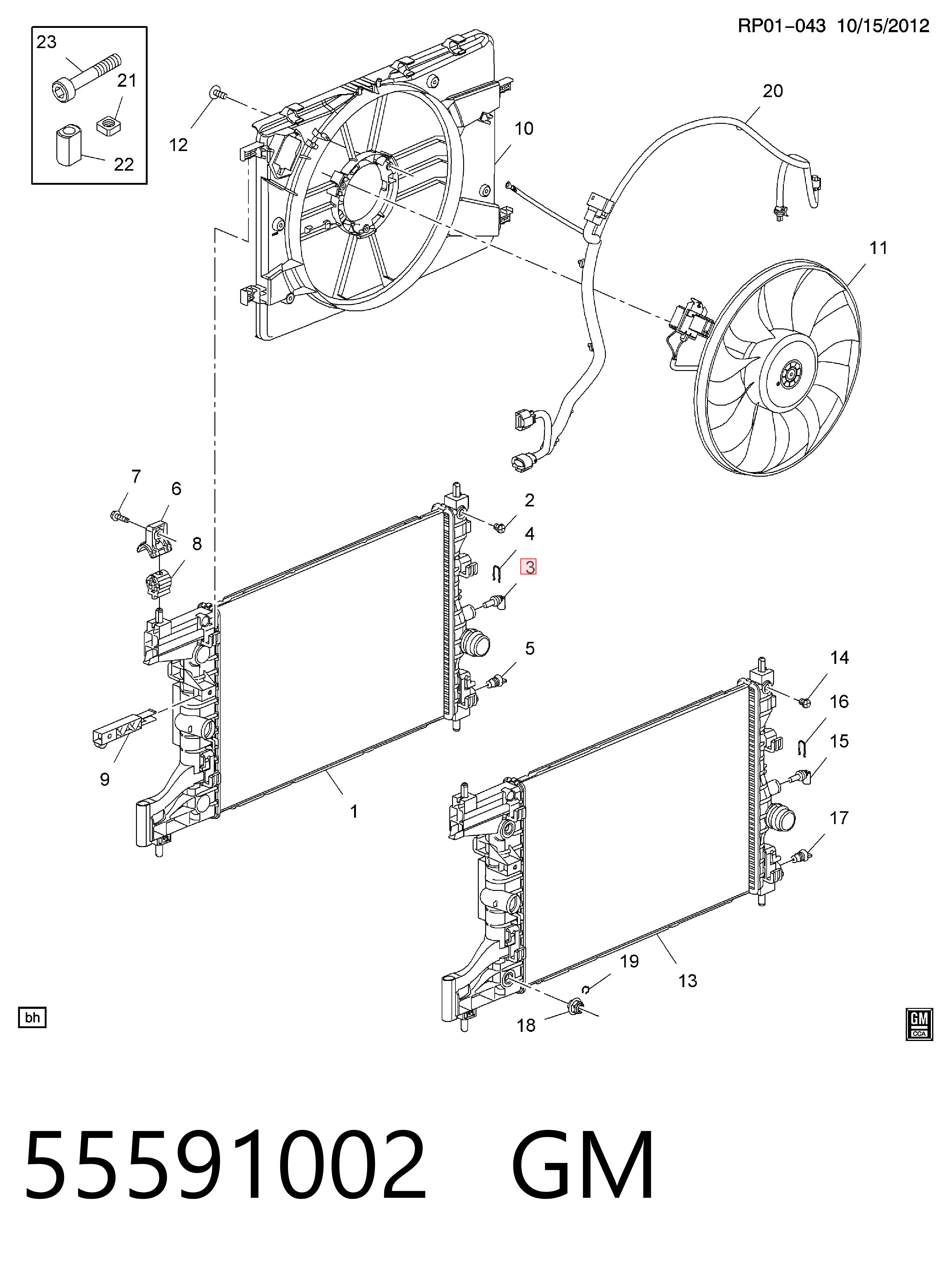 55591002 General Motors Sensor temperatura refrigerante