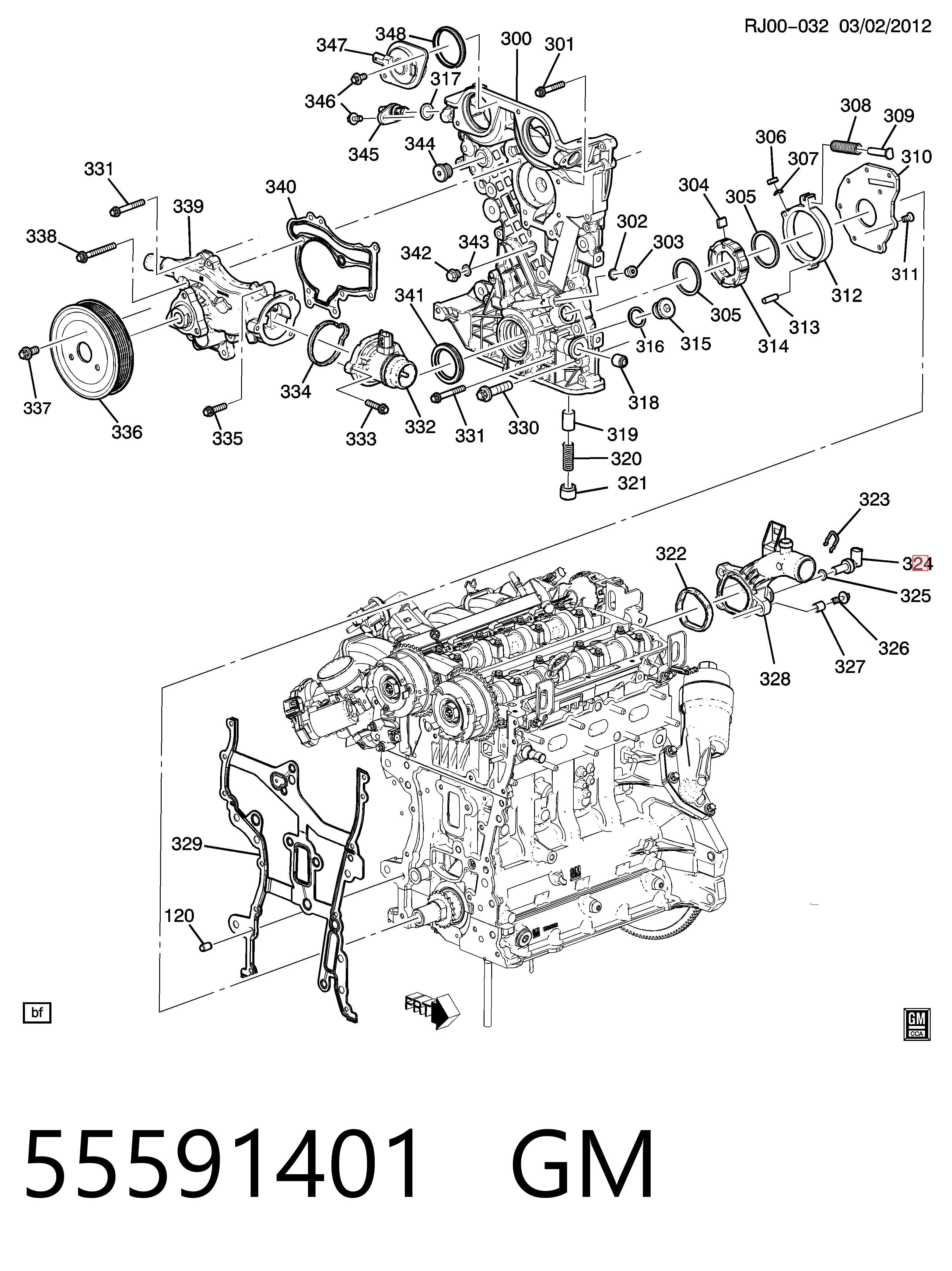55591401 General Motors Sensor temperatura refrigerante
