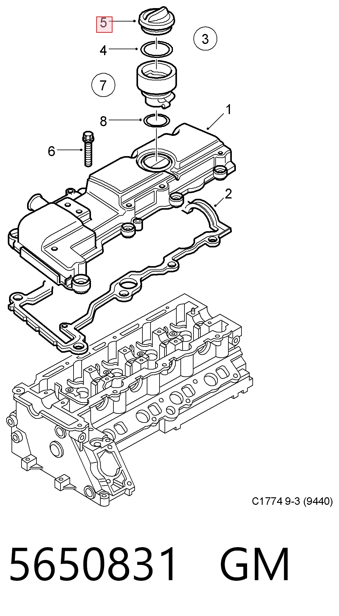 5650831 General Motors Tapa, tubuladura de relleno de aceite