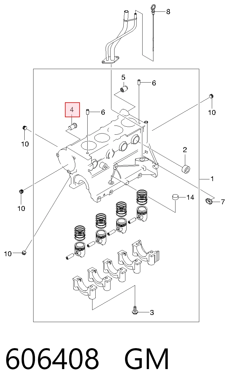 Racor del bloque del sistema de refrigeración 606408 GM