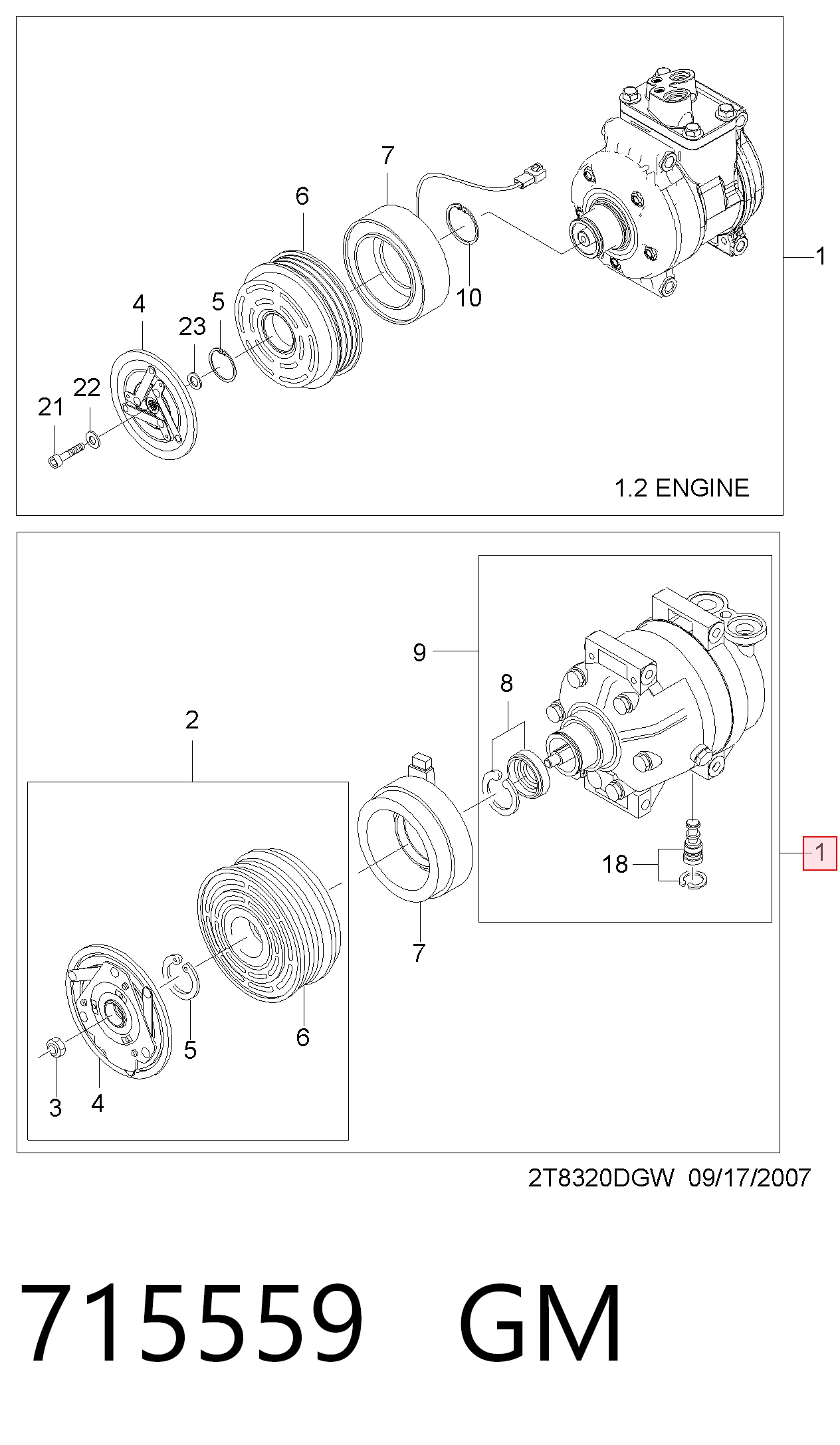 715559 Opel Compresor climatizador
