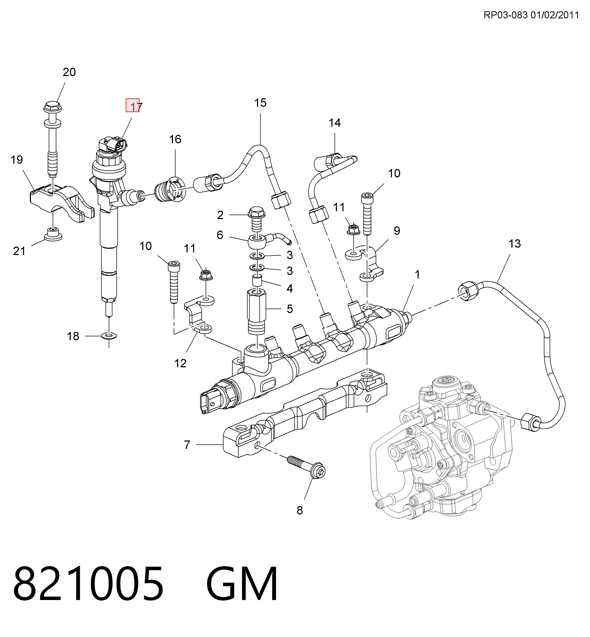 821005 General Motors Inyector de combustible