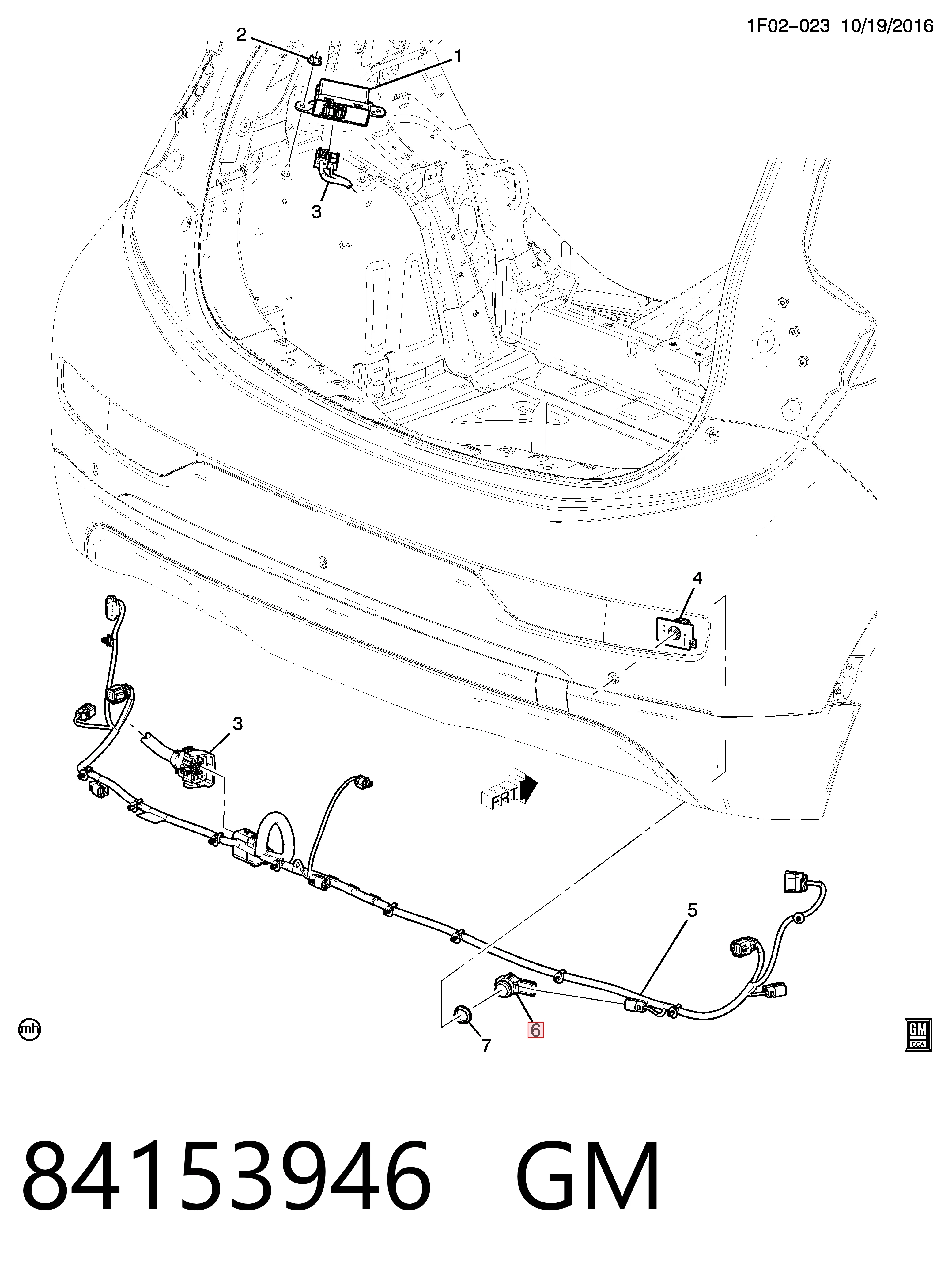 84153946 General Motors Sensor alarma de estacionamiento trasero 