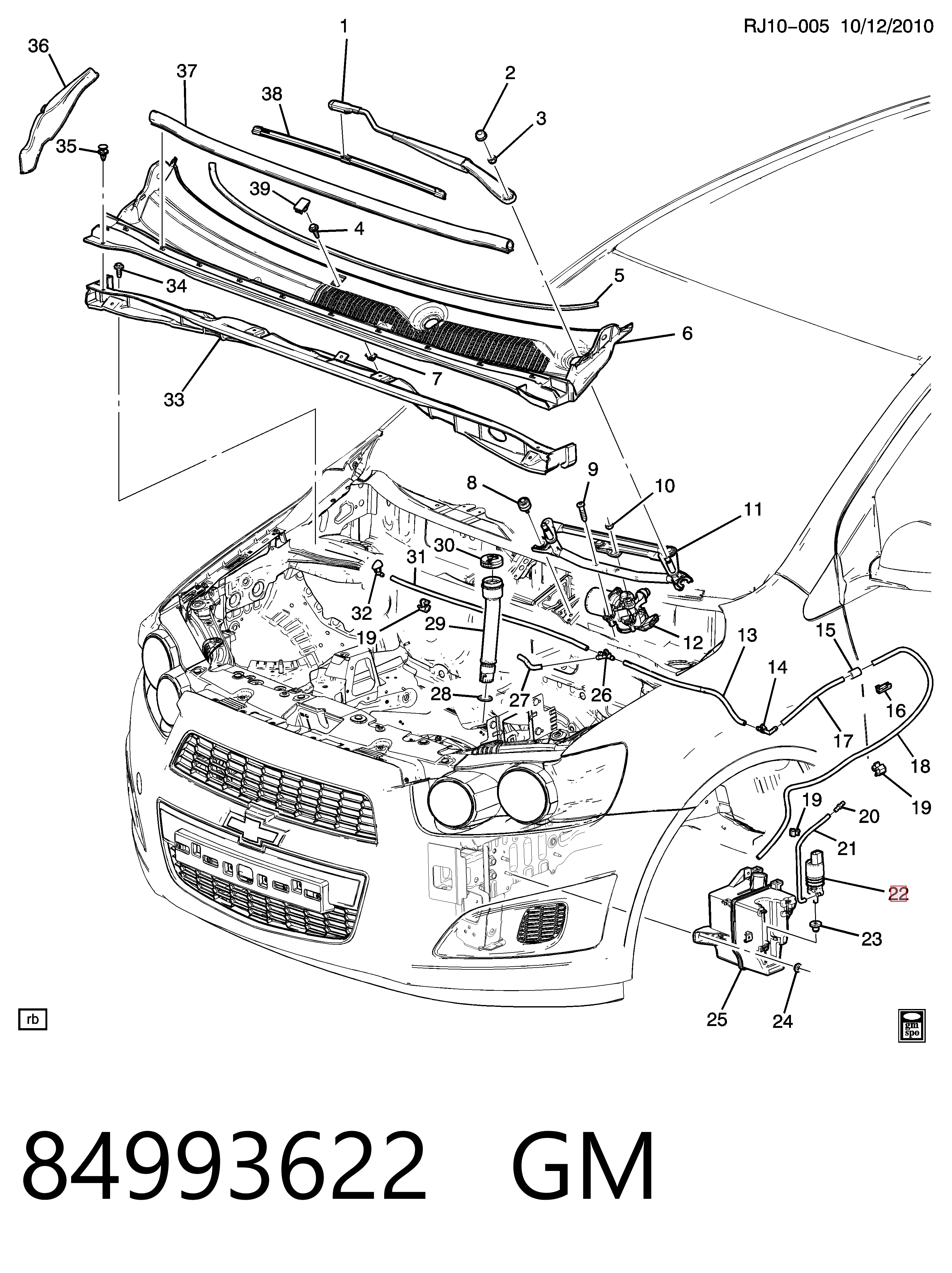 Motor de la bomba del lavaparabrisas delantero 84993622 GM