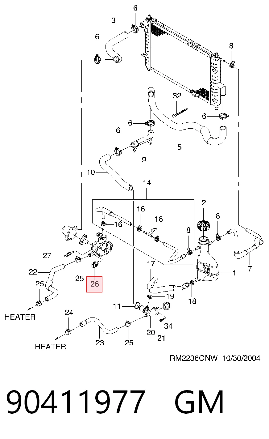Sensor de temperatura del líquido refrigerante 90411977 GM