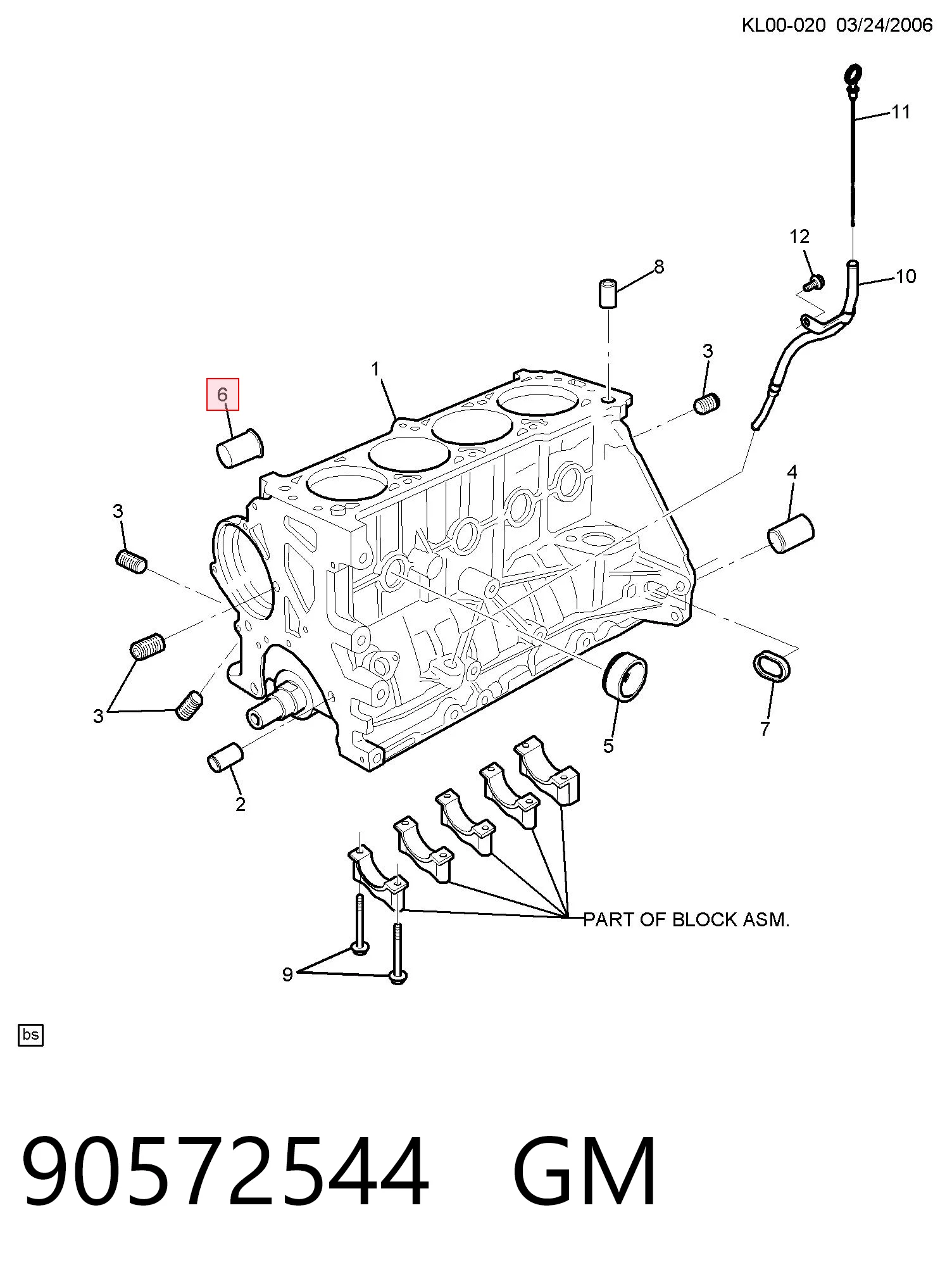 90572544 General Motors Racor del bloque del sistema de refrigeración