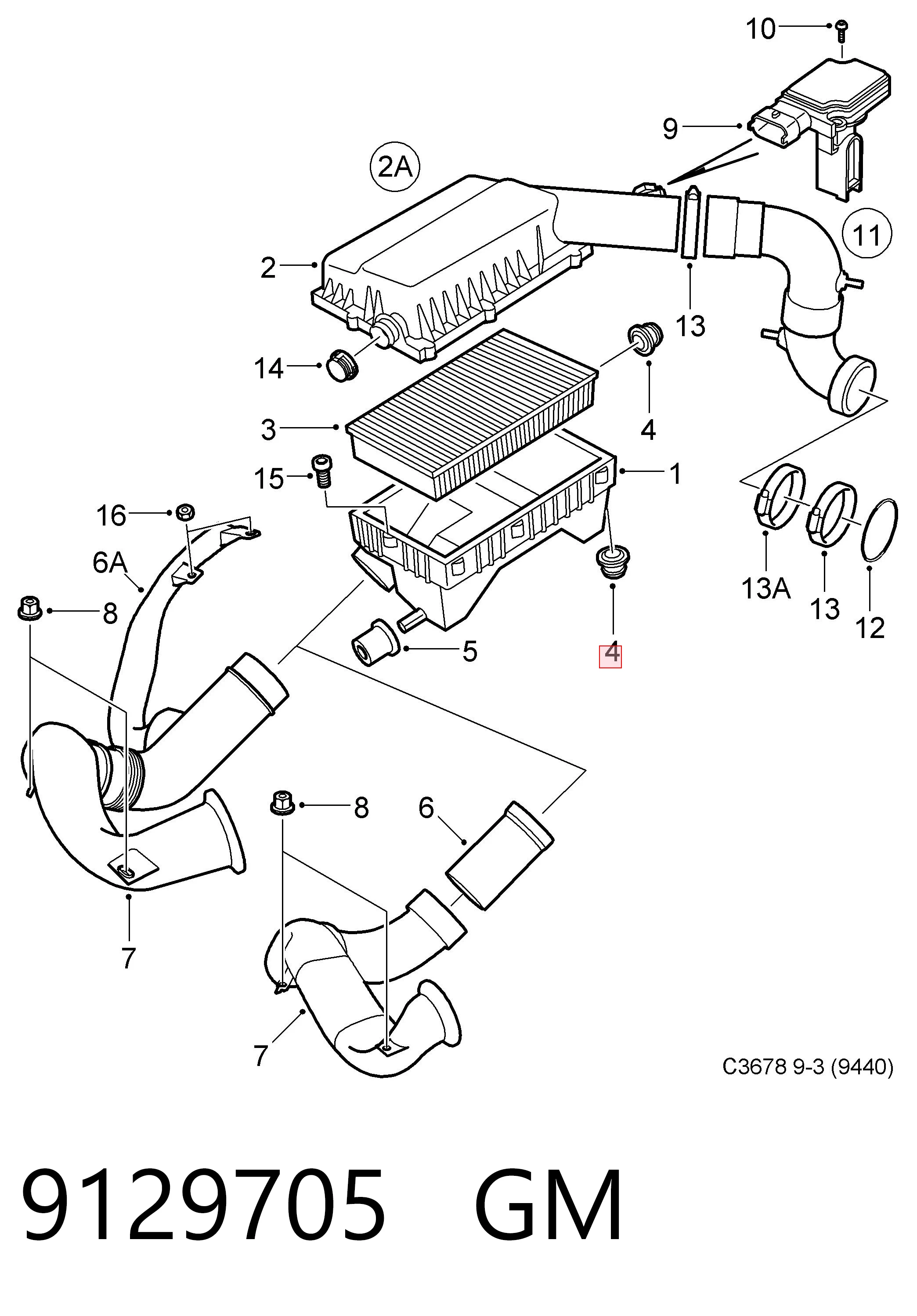 9129705 General Motors Soporte de la caja del filtro de aire