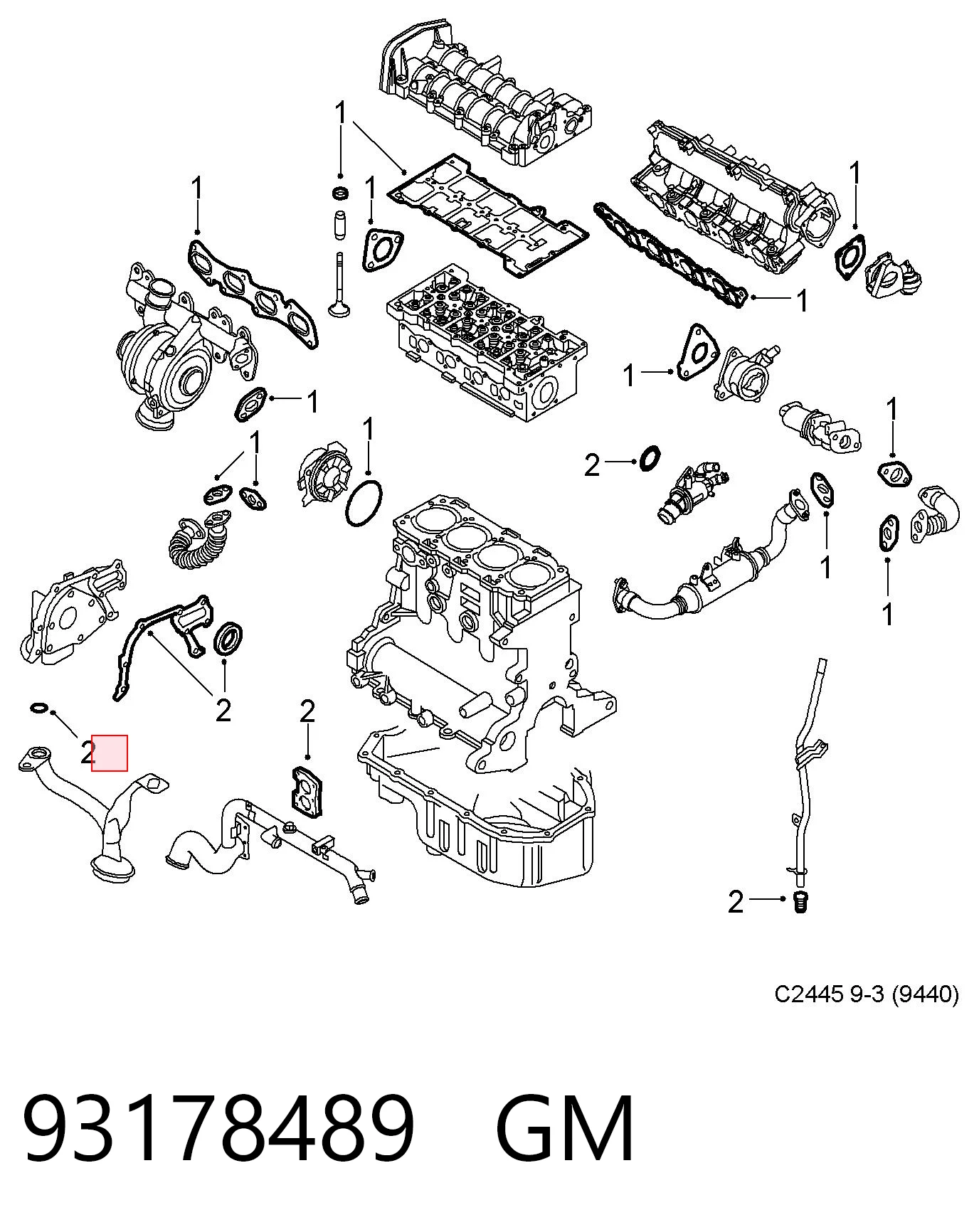 Juego de juntas inferiores del motor 93178489 GM