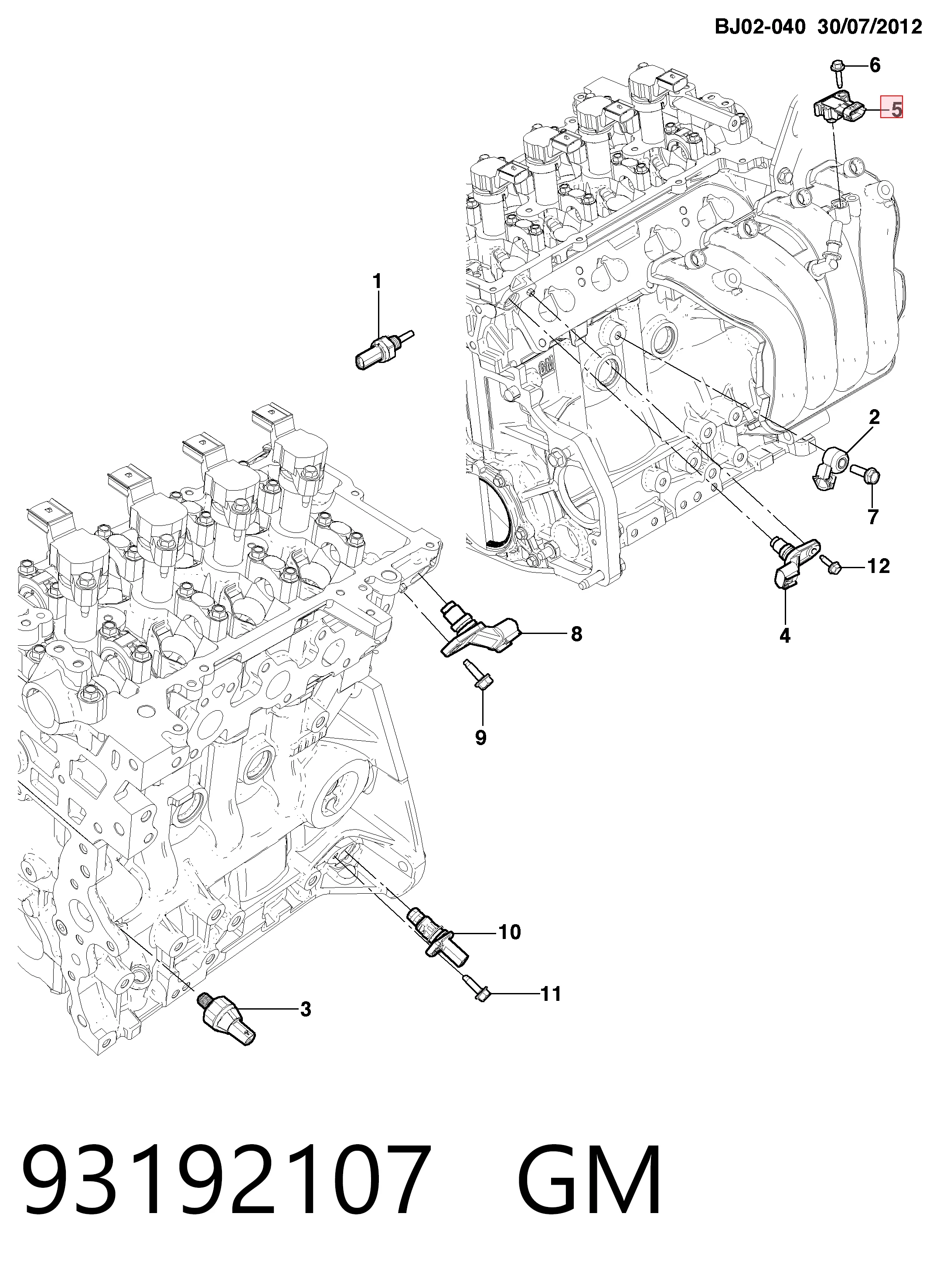 93192107 General Motors Sensor, presión colector de admisión 