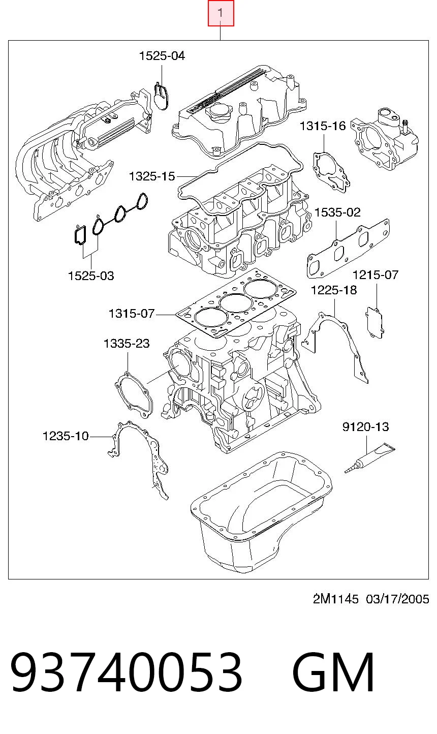 Juego completo de juntas de motor 93740053 GM