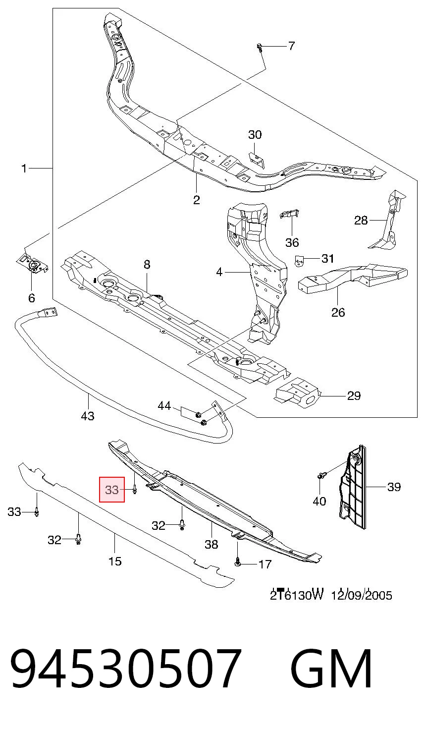 94530507 General Motors Clip de fijación del guardabarros delantero