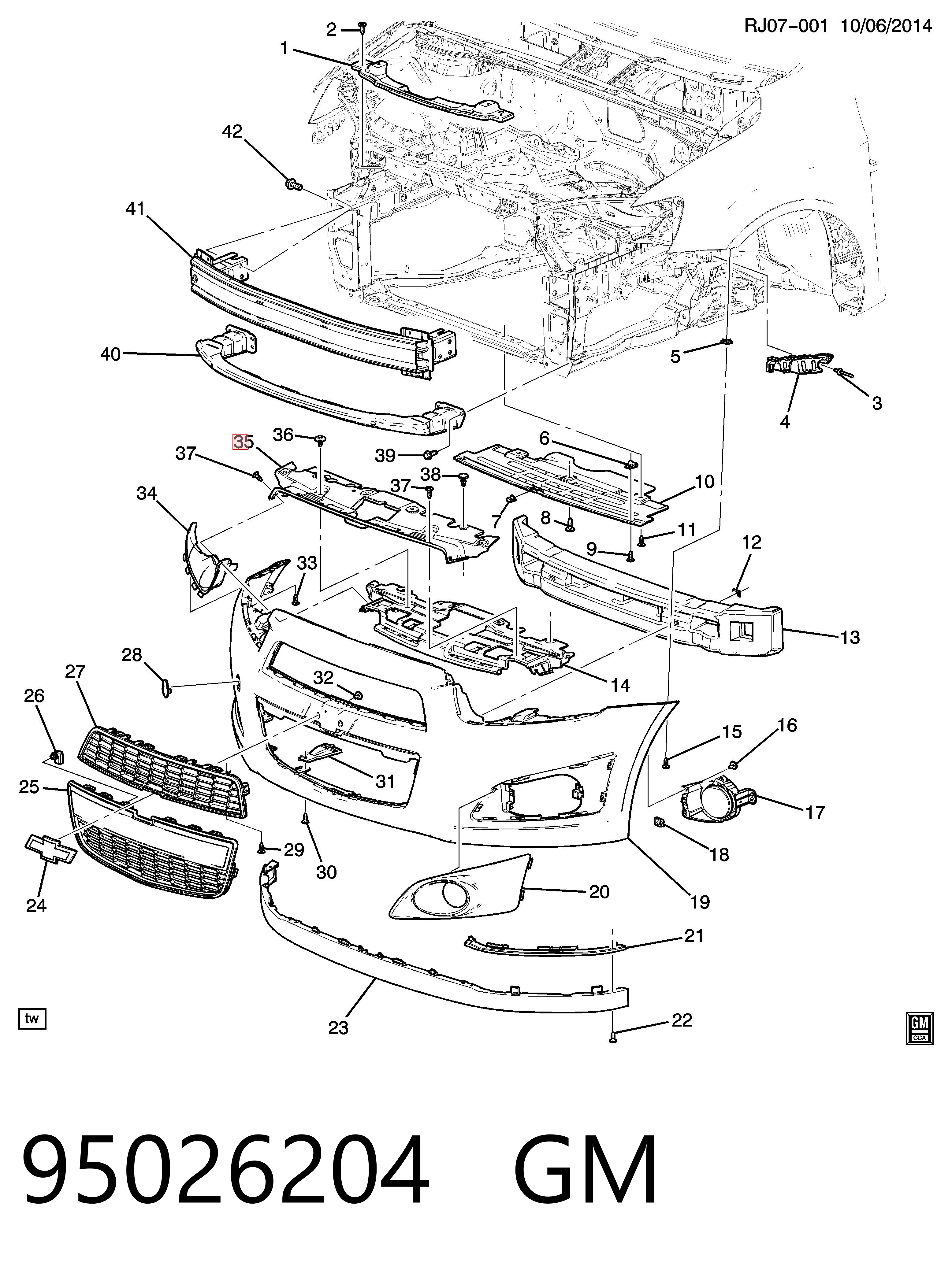 95026204 General Motors Cubierta superior del panel frontal (soporte del radiador)