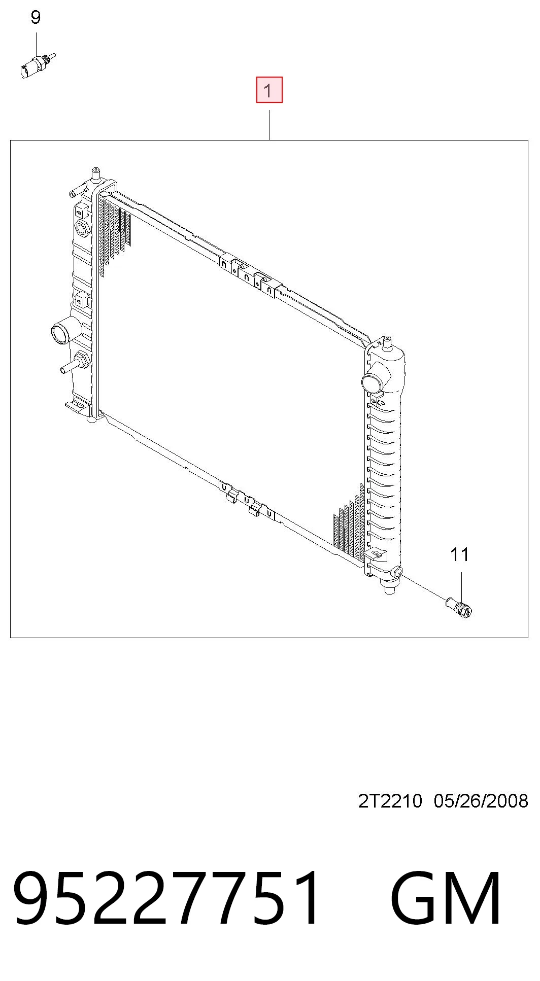 Radiador de refrigeración del motor GM 95227751