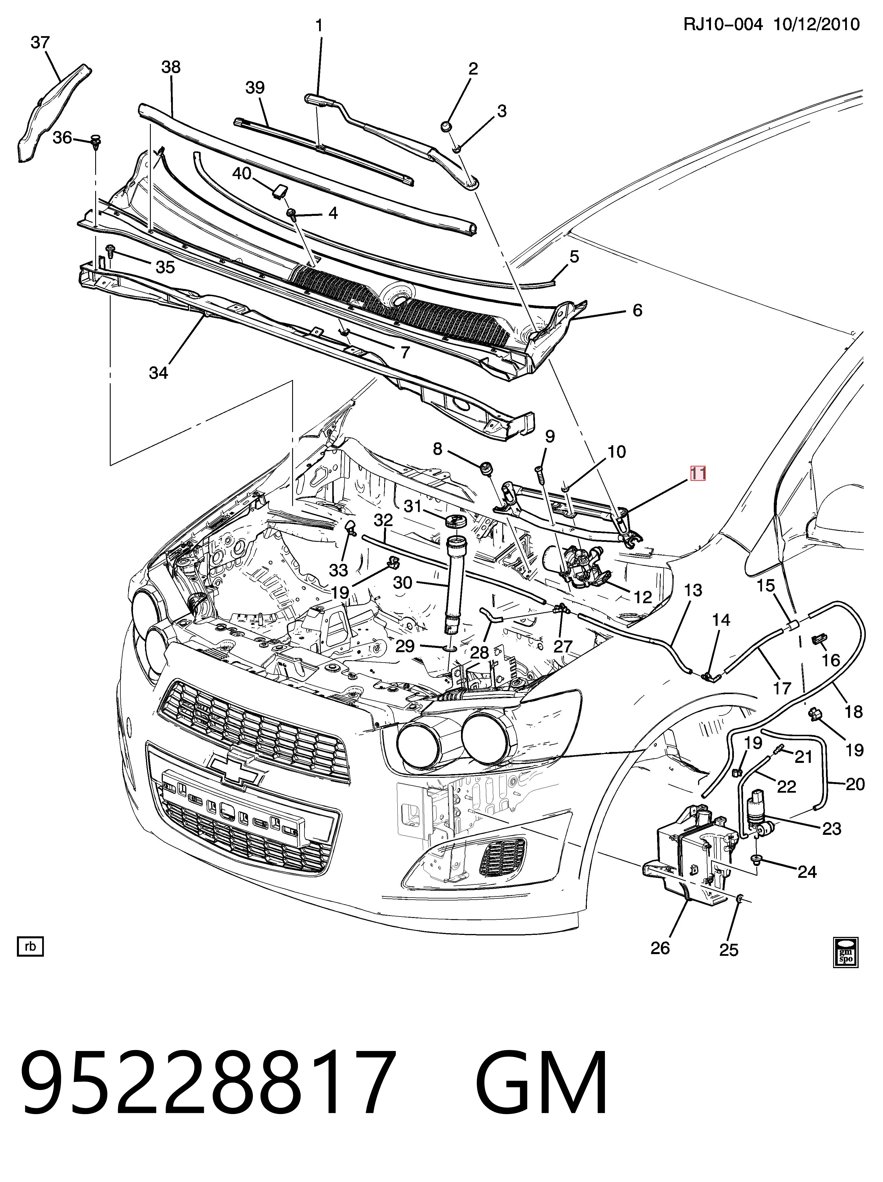 Varillaje de limpiaparabrisas para Chevrolet Aveo III T300