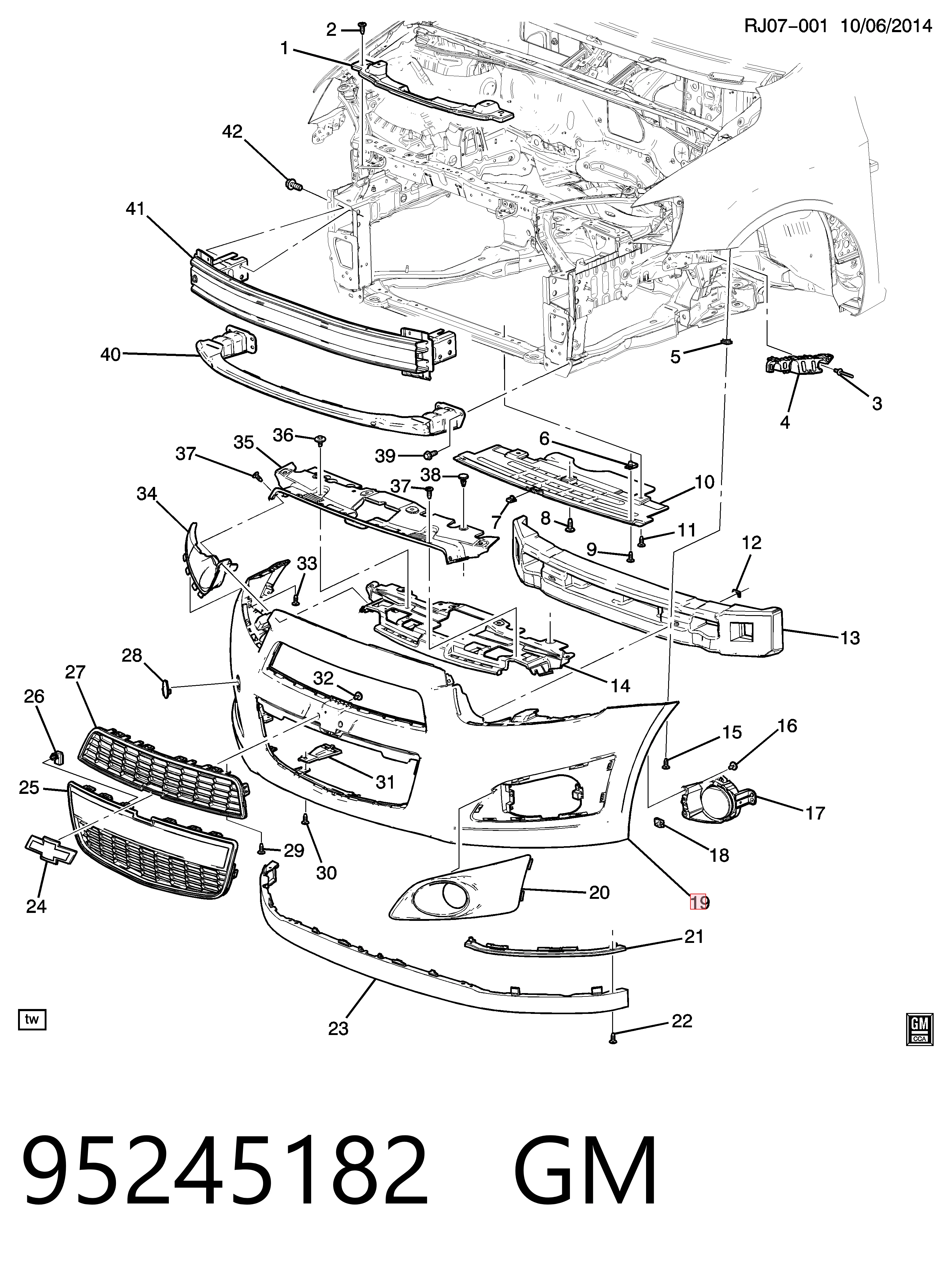 Paragolpes delantero para Chevrolet Aveo III T300