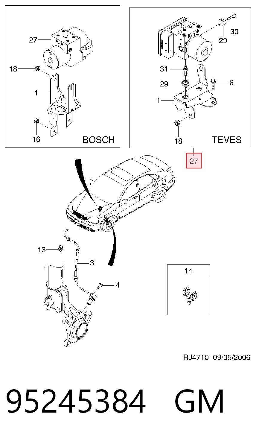 Módulo hidráulico de ABS 95245384 GM