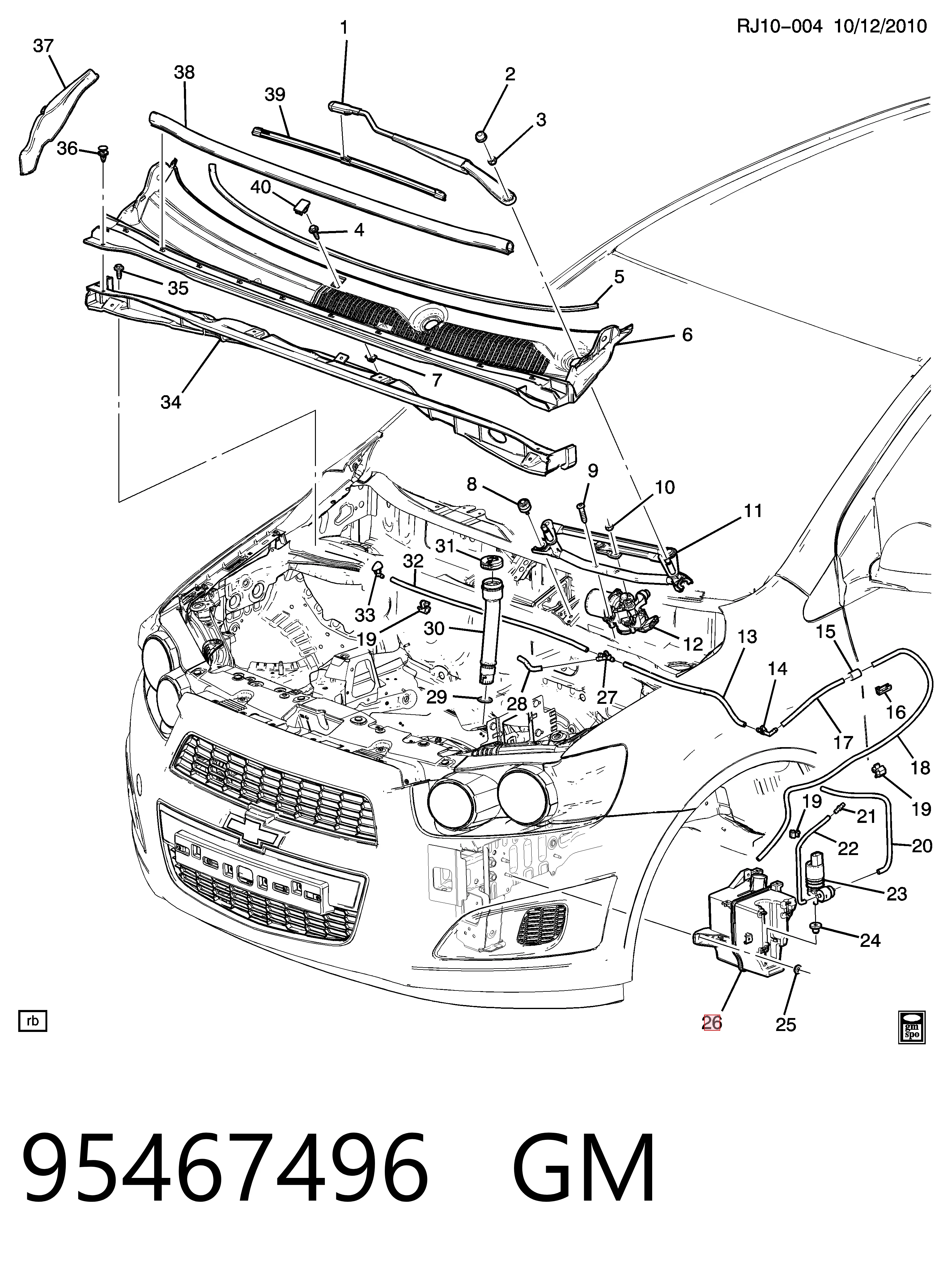 Botella limpiaparabrisas para Chevrolet Aveo III T300