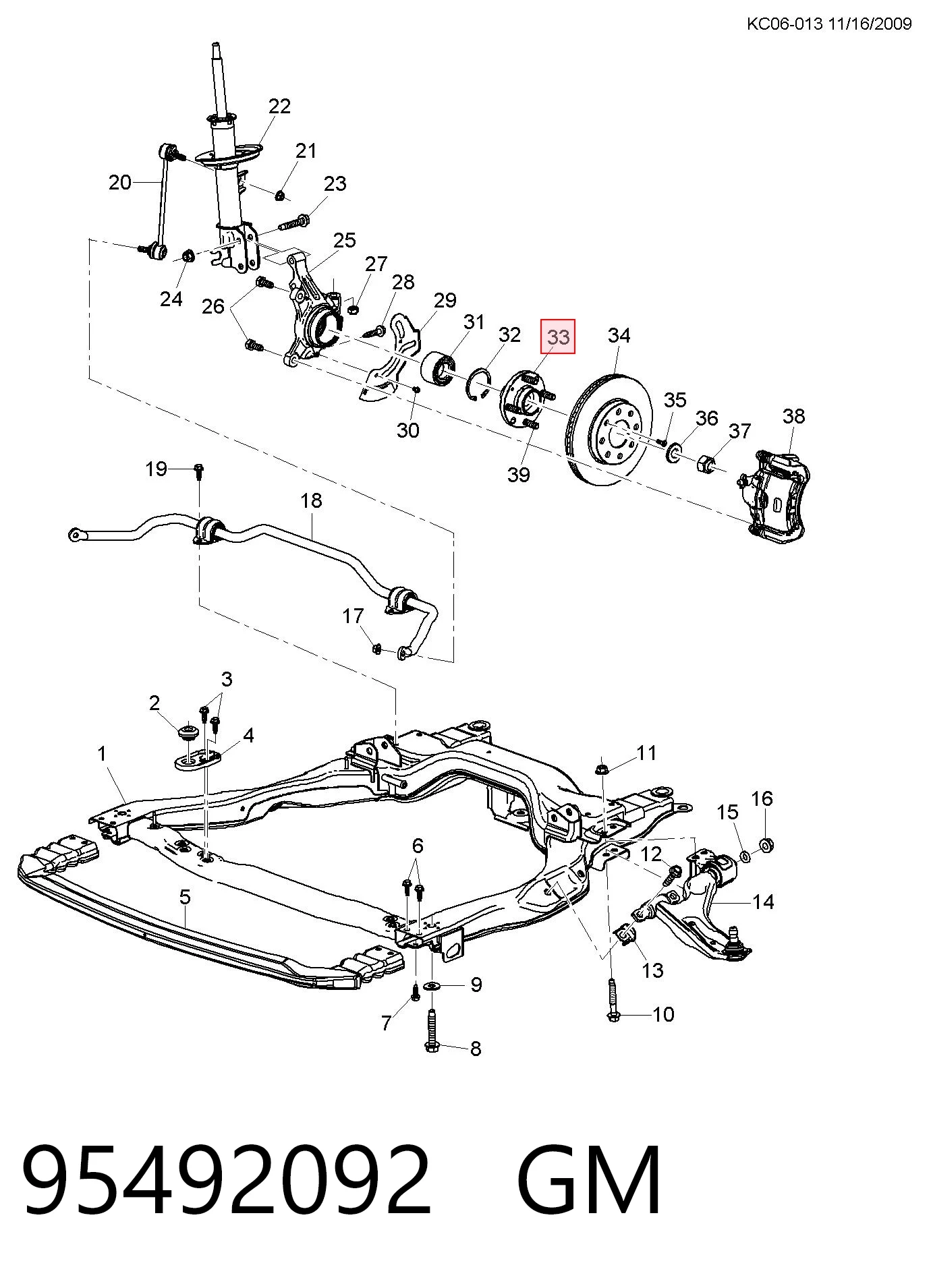 95492092 General Motors Cubo delantero