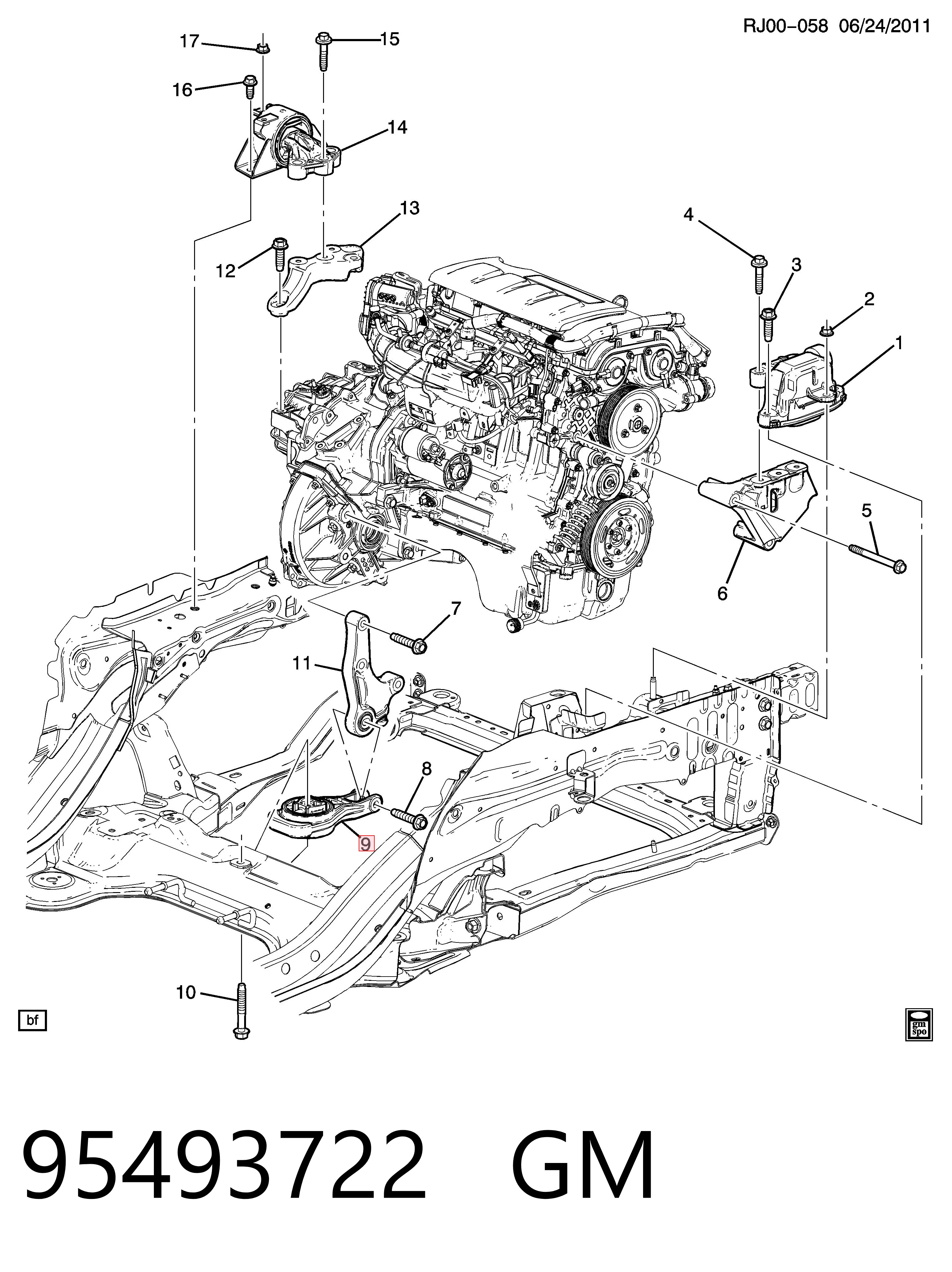 95493722 General Motors Taco de motor