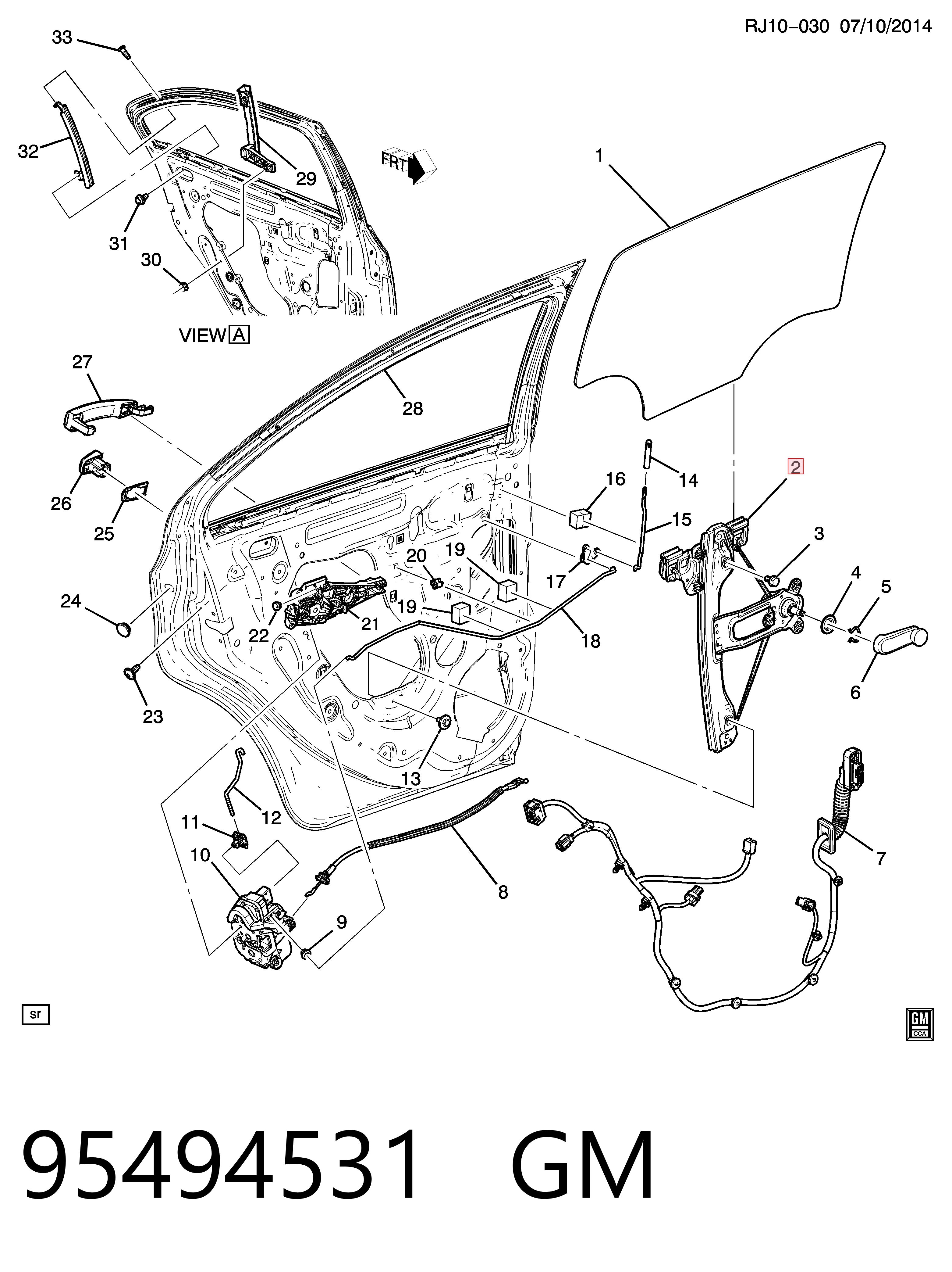 Mecanismo de elevalunas de la puerta trasera derecha para Chevrolet Aveo III T300