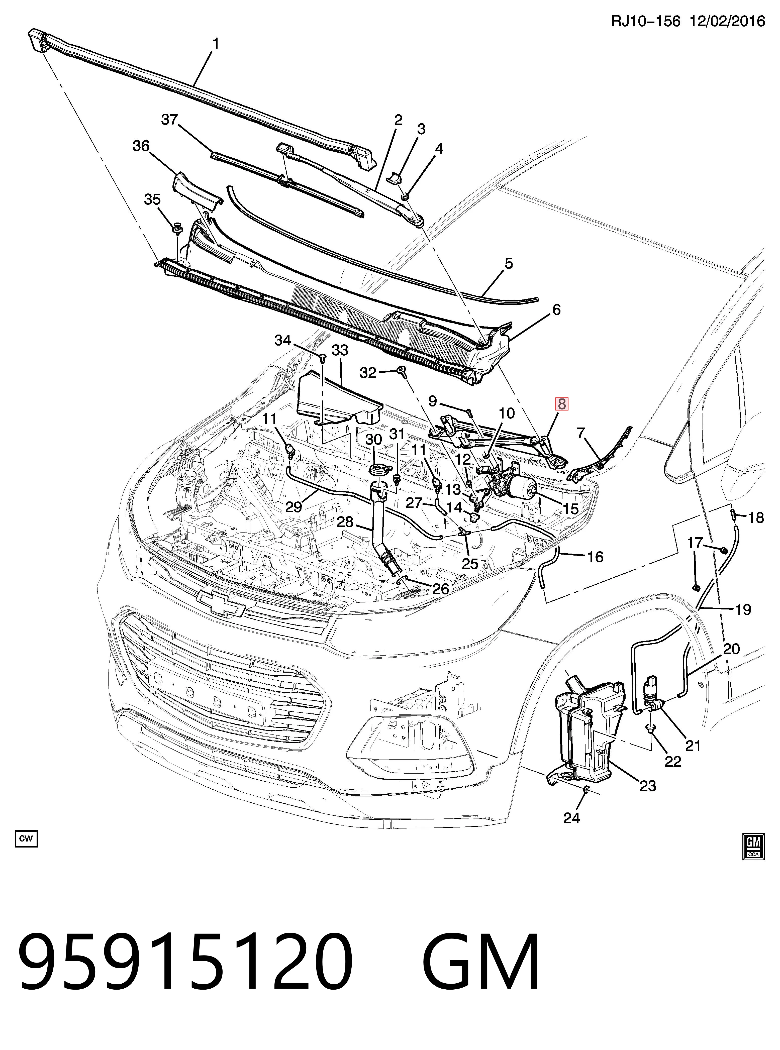Trapezio del limpiaparabrisas para Opel Mokka  (J13)
