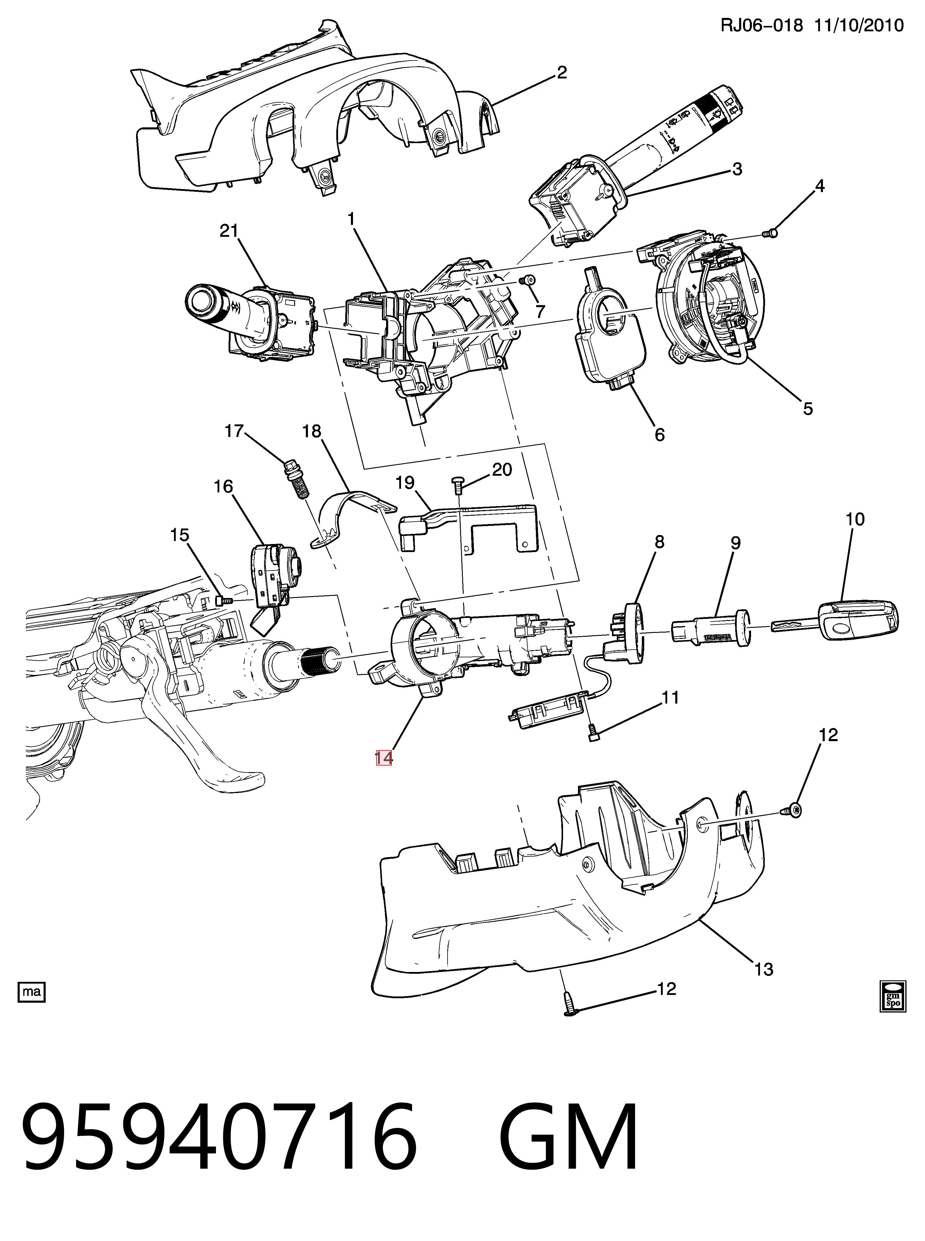 Interruptor de encendido para Chevrolet Aveo III T300