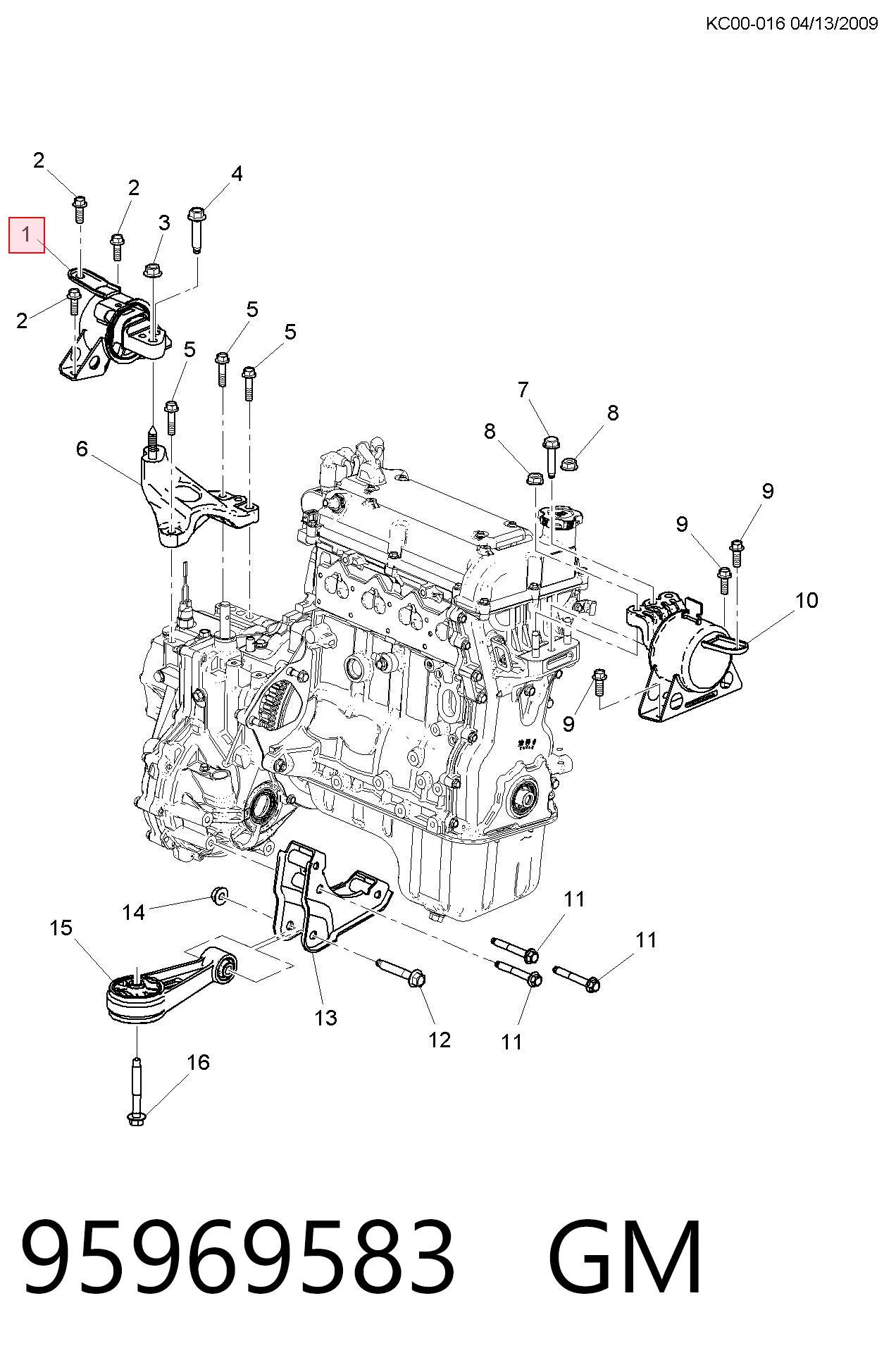 Soporte de transmisión (soporte de caja de cambios) 95969583 GM