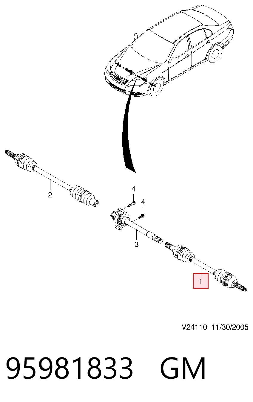 Semieje delantero izquierdo 95981833 GM