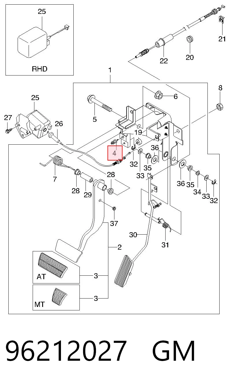 Interruptor de luz de freno 96212027 Hyundai/Kia
