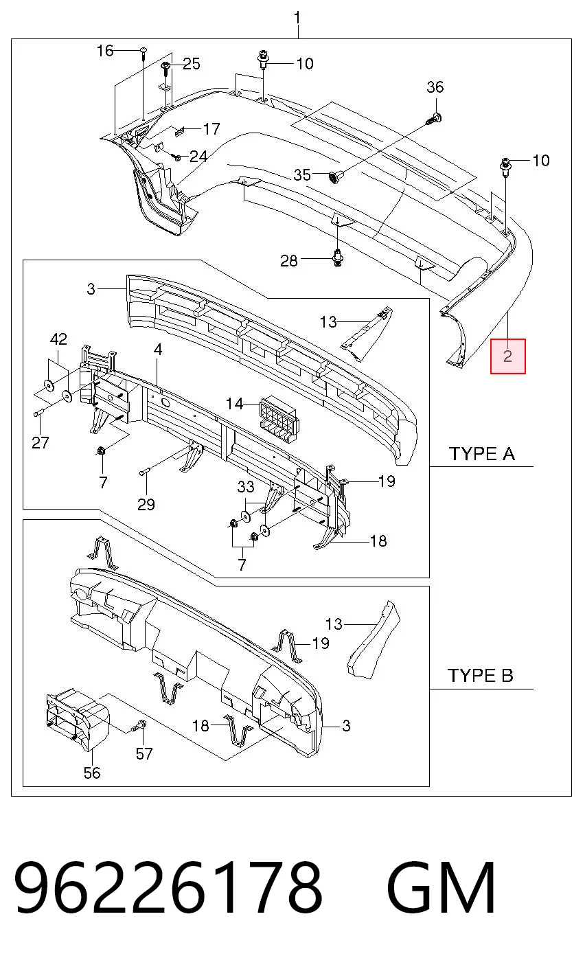 Defensa trasero para Daewoo Lanos  KLAT