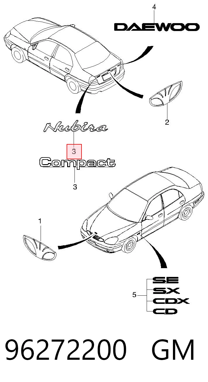 Comprar Emblema de tapa de maletero Daewoo Nubira I J10, J15 a bajo precio