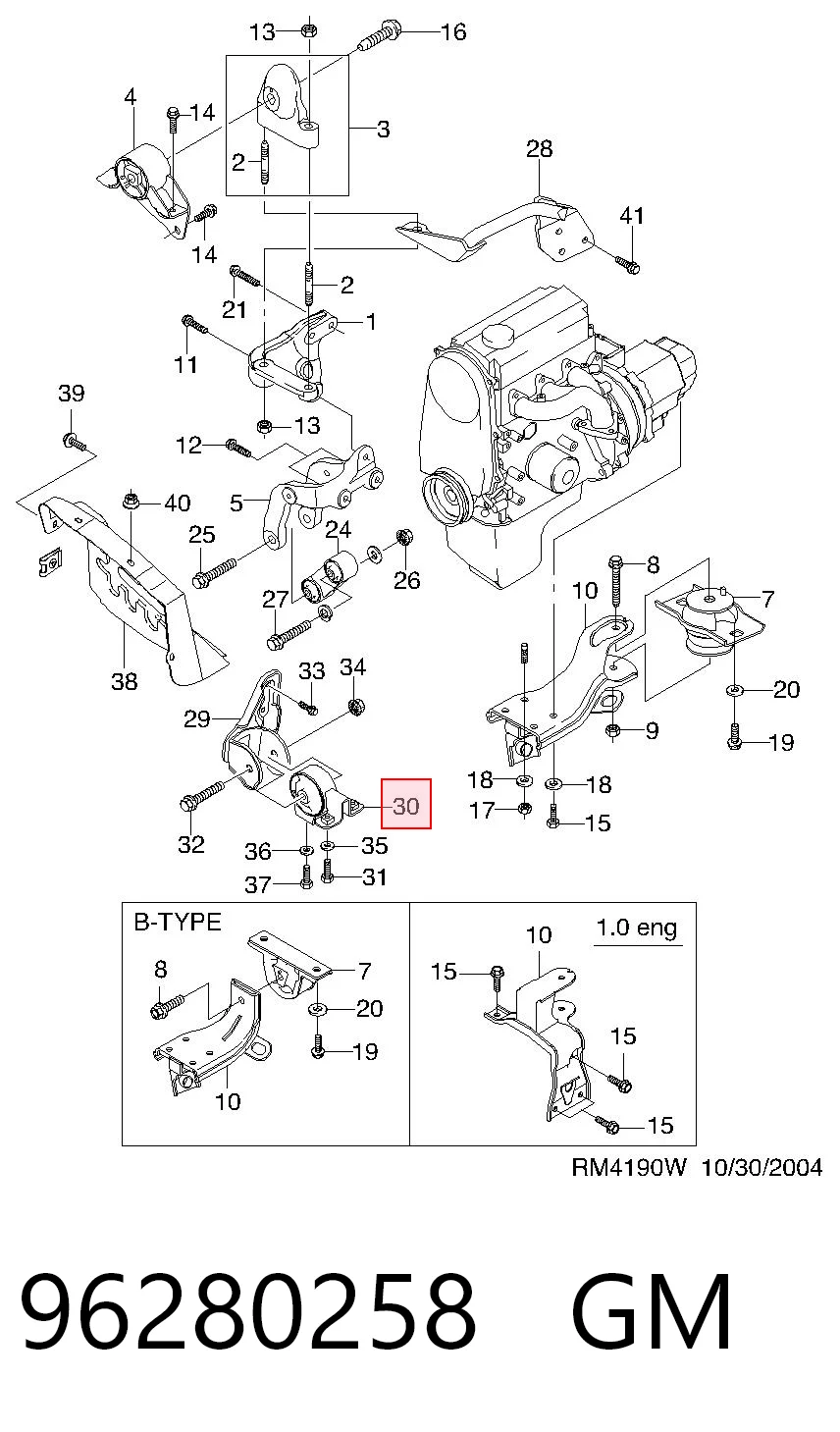Soporte de motor delantero para Daewoo Matiz KLYA