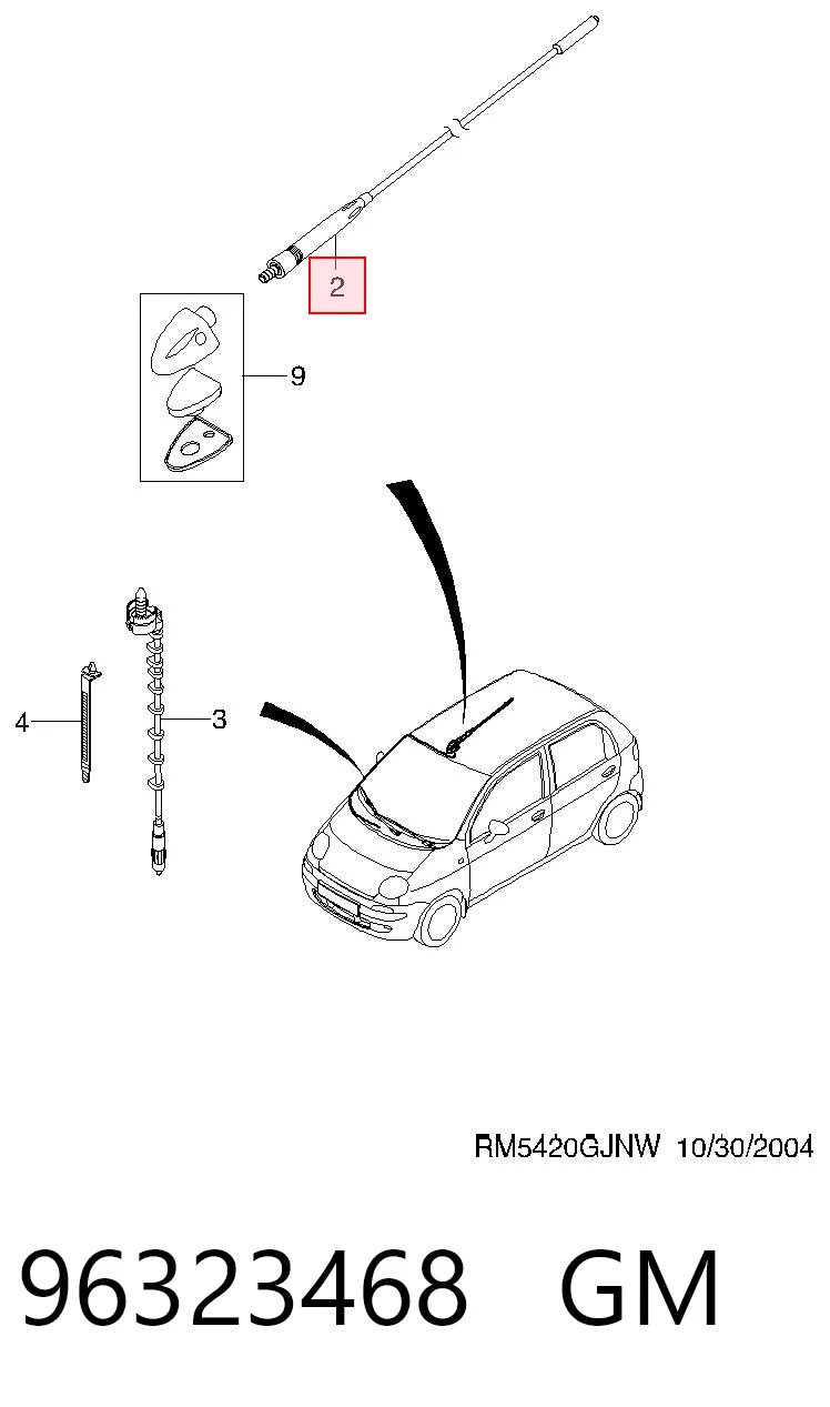 Antena para Daewoo Matiz KLYA