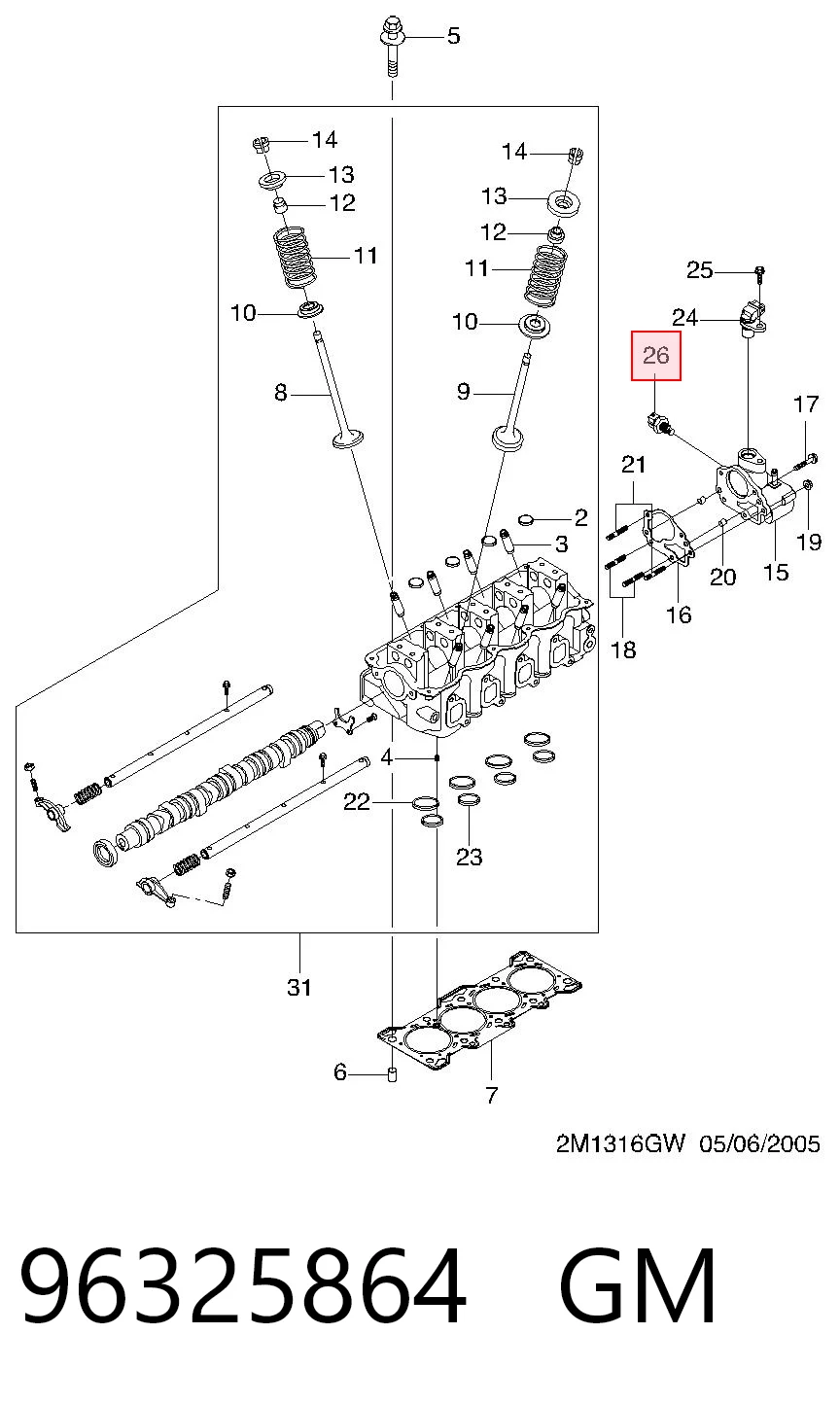 Sensor de temperatura del líquido refrigerante 96325864 GM