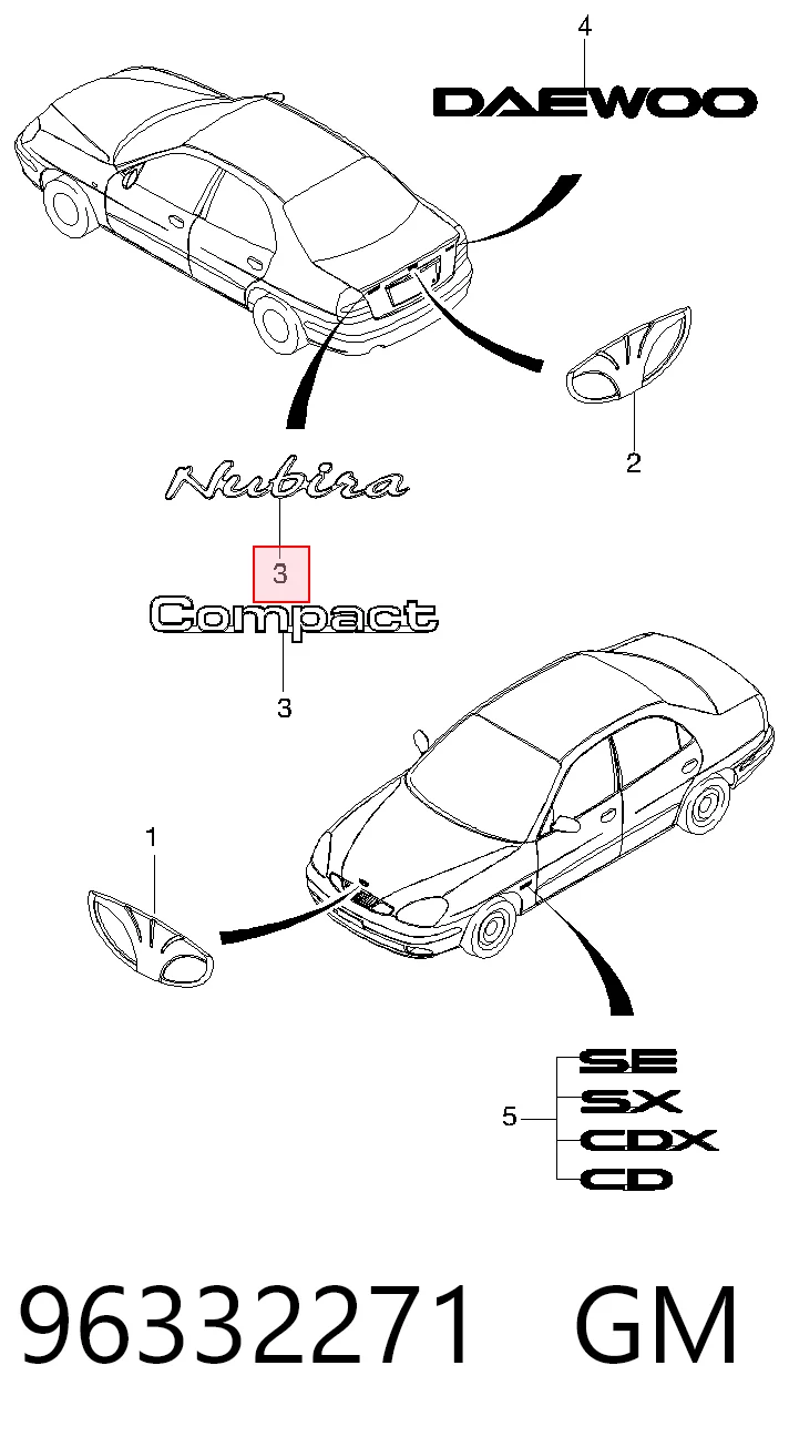 Comprar Emblema de tapa de maletero Daewoo Nubira I J10, J15 a bajo precio