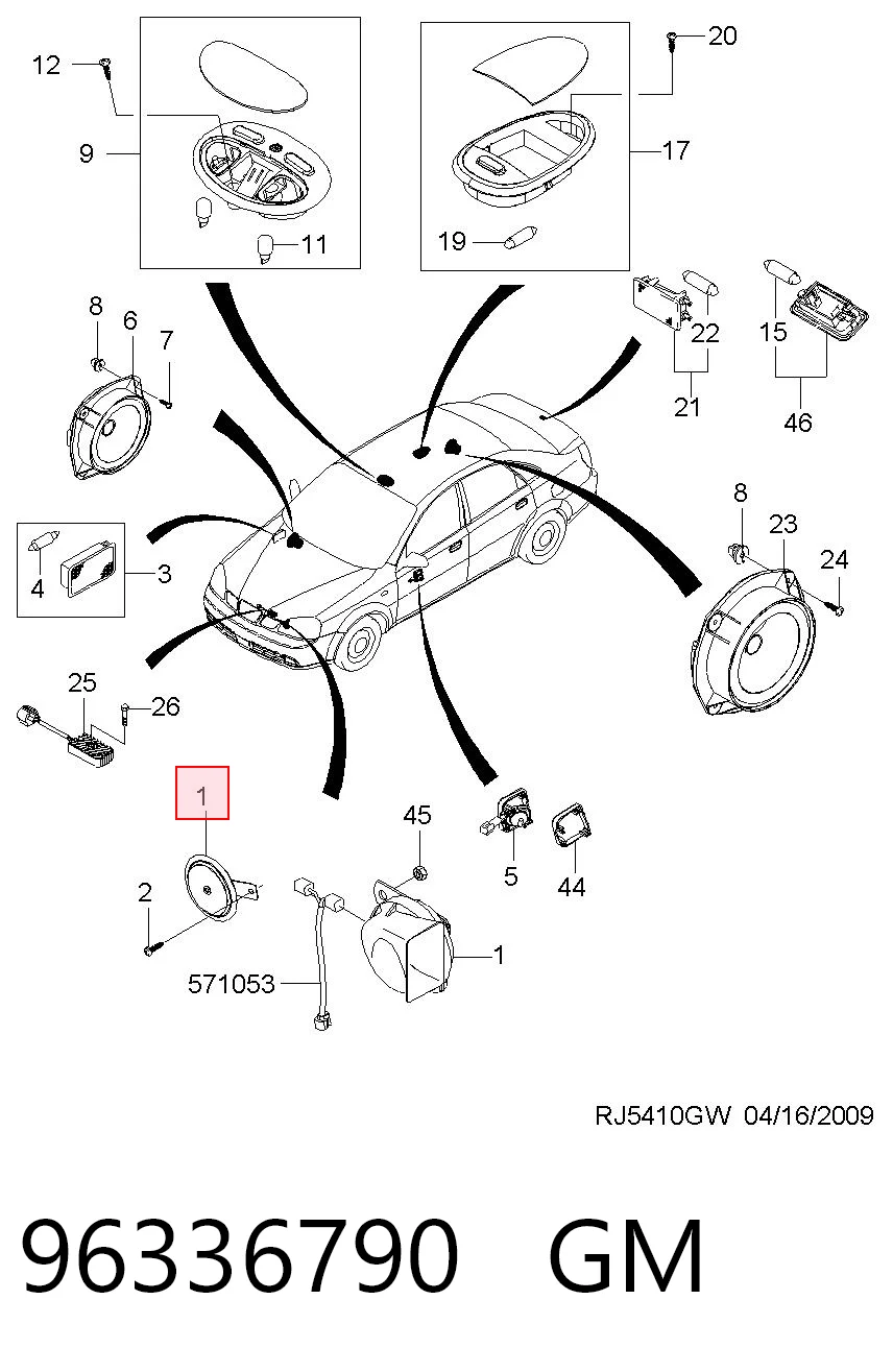 Claxon para Chevrolet Lacetti  J200