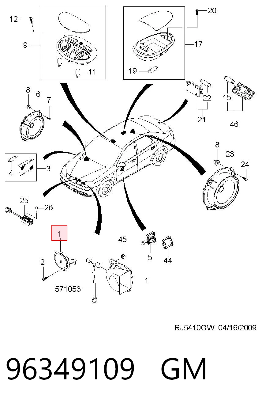 Claxon para Chevrolet Lacetti J200