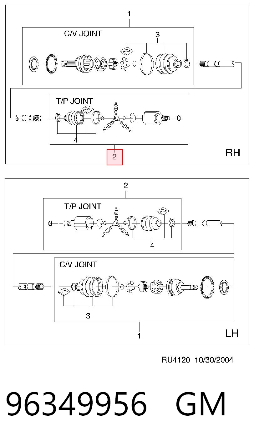 Junta homocinética interna delantera 96349956 GM