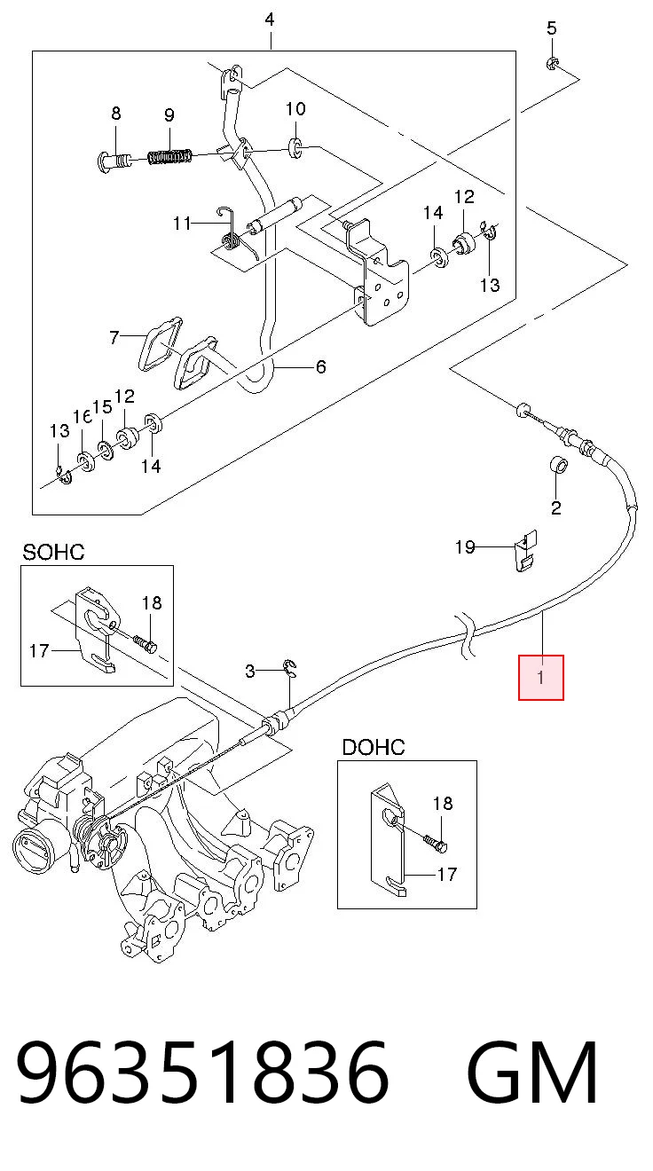 Cable del acelerador para Daewoo Lanos  KLAT