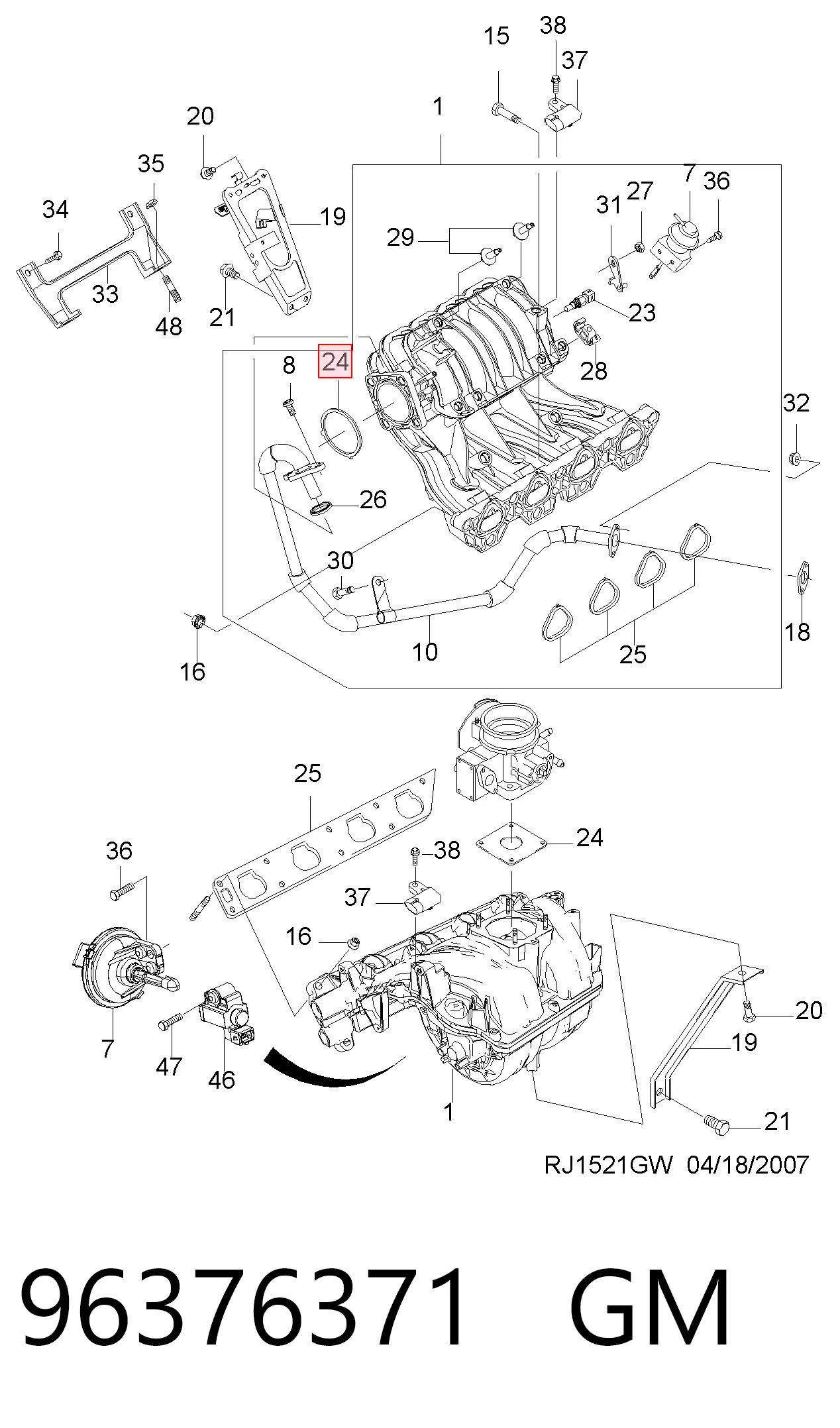 Junta cuerpo mariposa para Chevrolet Lacetti J200