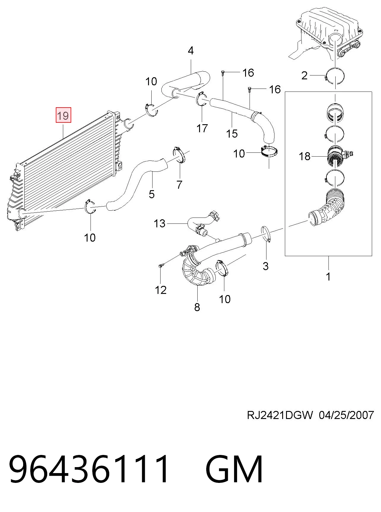 Radiador de aire, intercooler Chevrolet Lacetti (J200)
