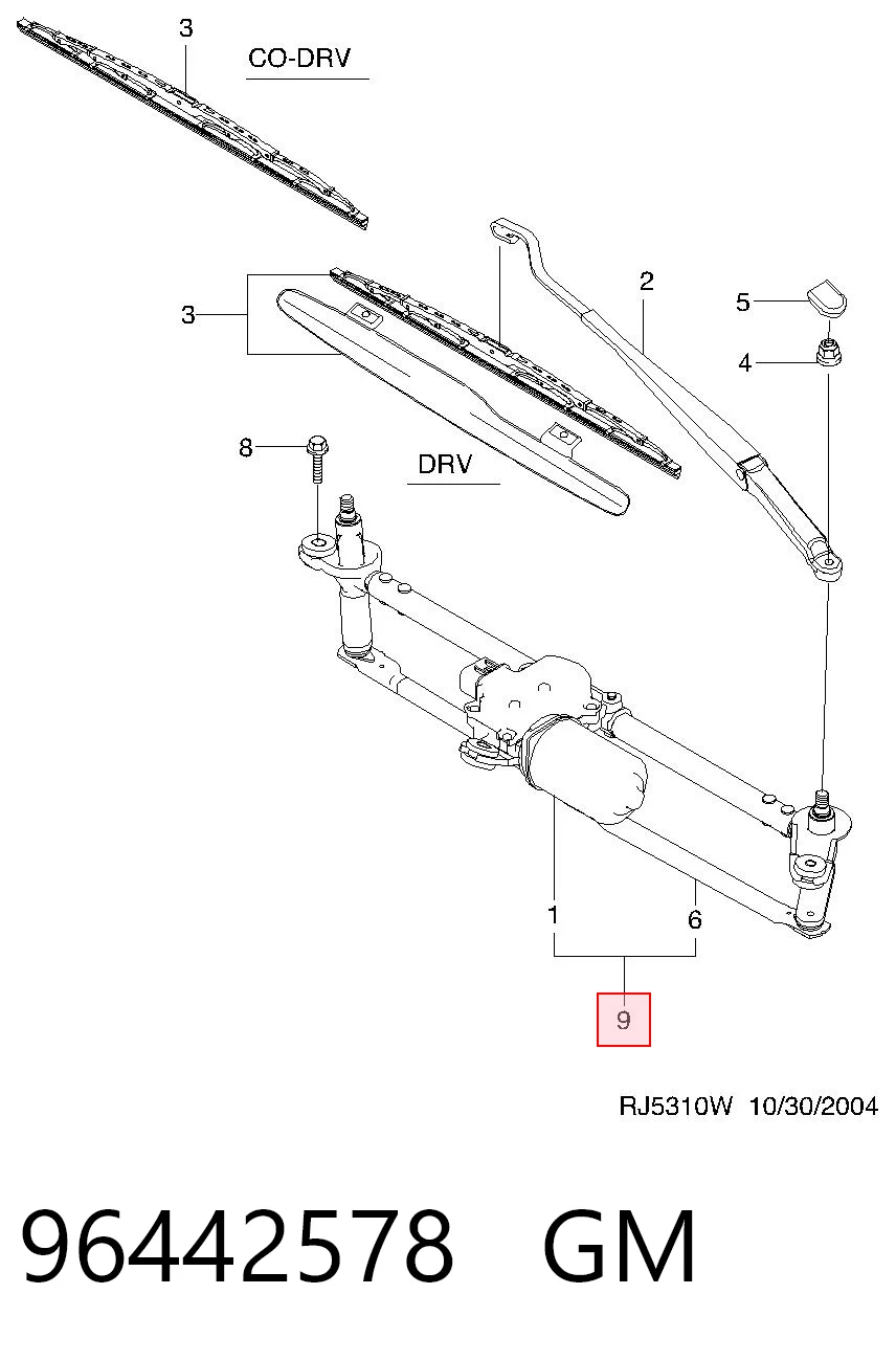 Trapezio del limpiaparabrisas 96442578 GM
