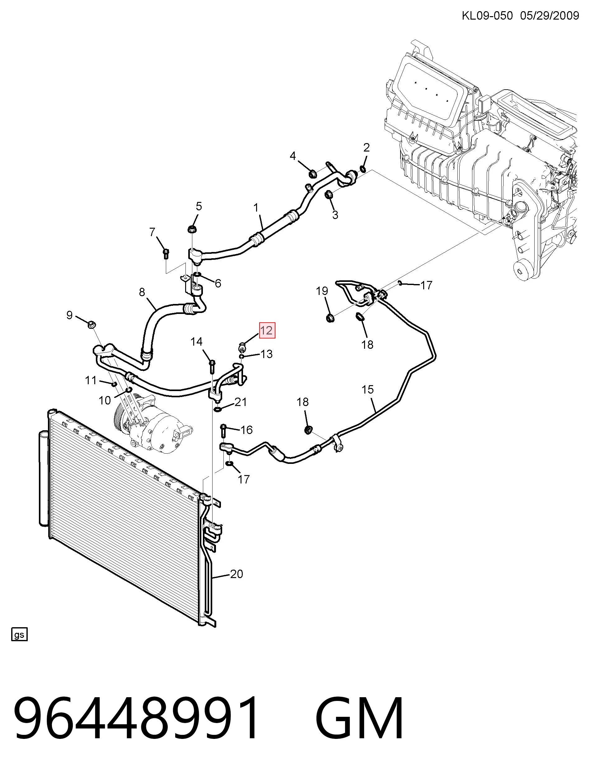 96448991 General Motors Sensor de baja presion aire acondicionado