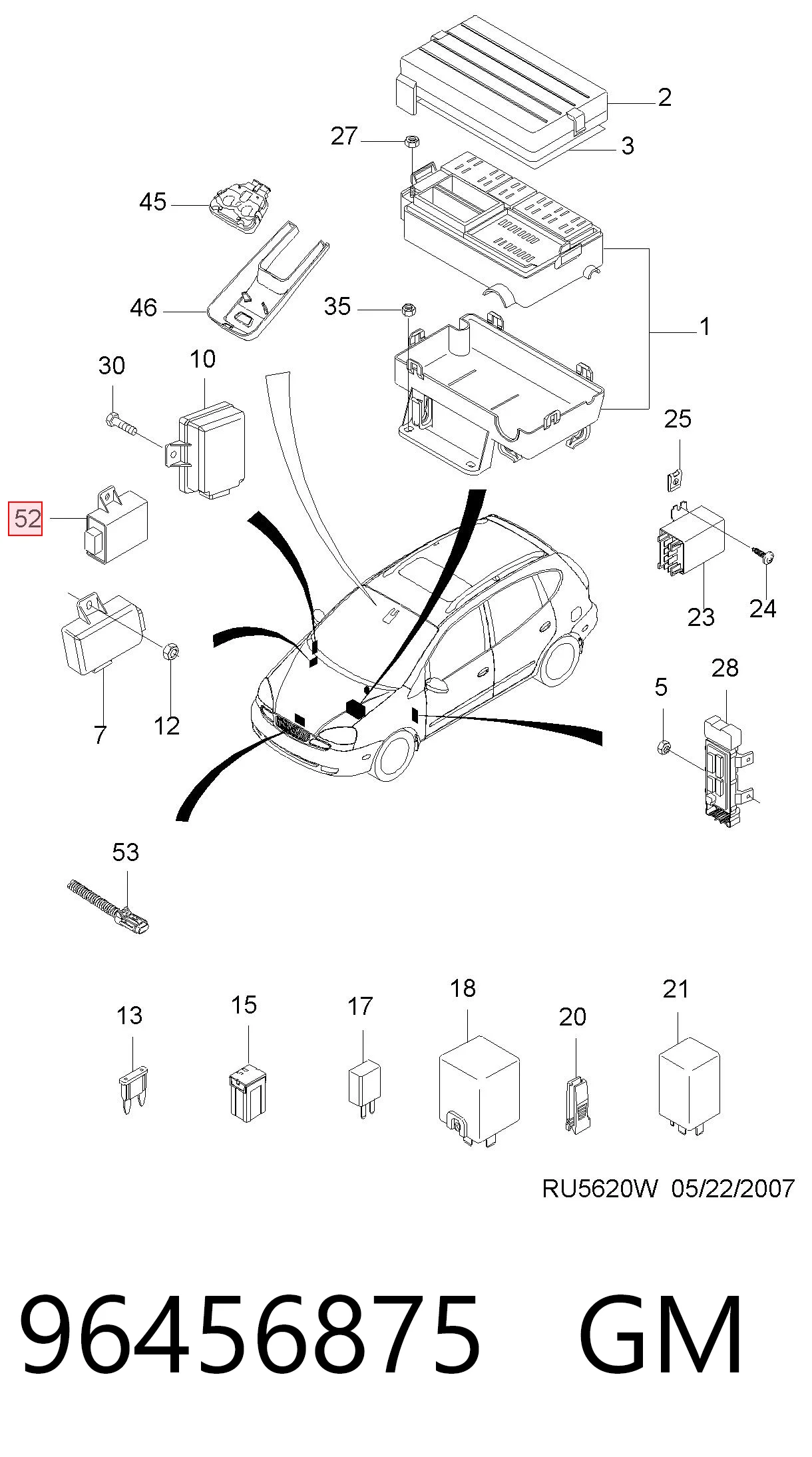 Caja de relés y fusibles para Chevrolet Spark (Matiz)  M200, M250