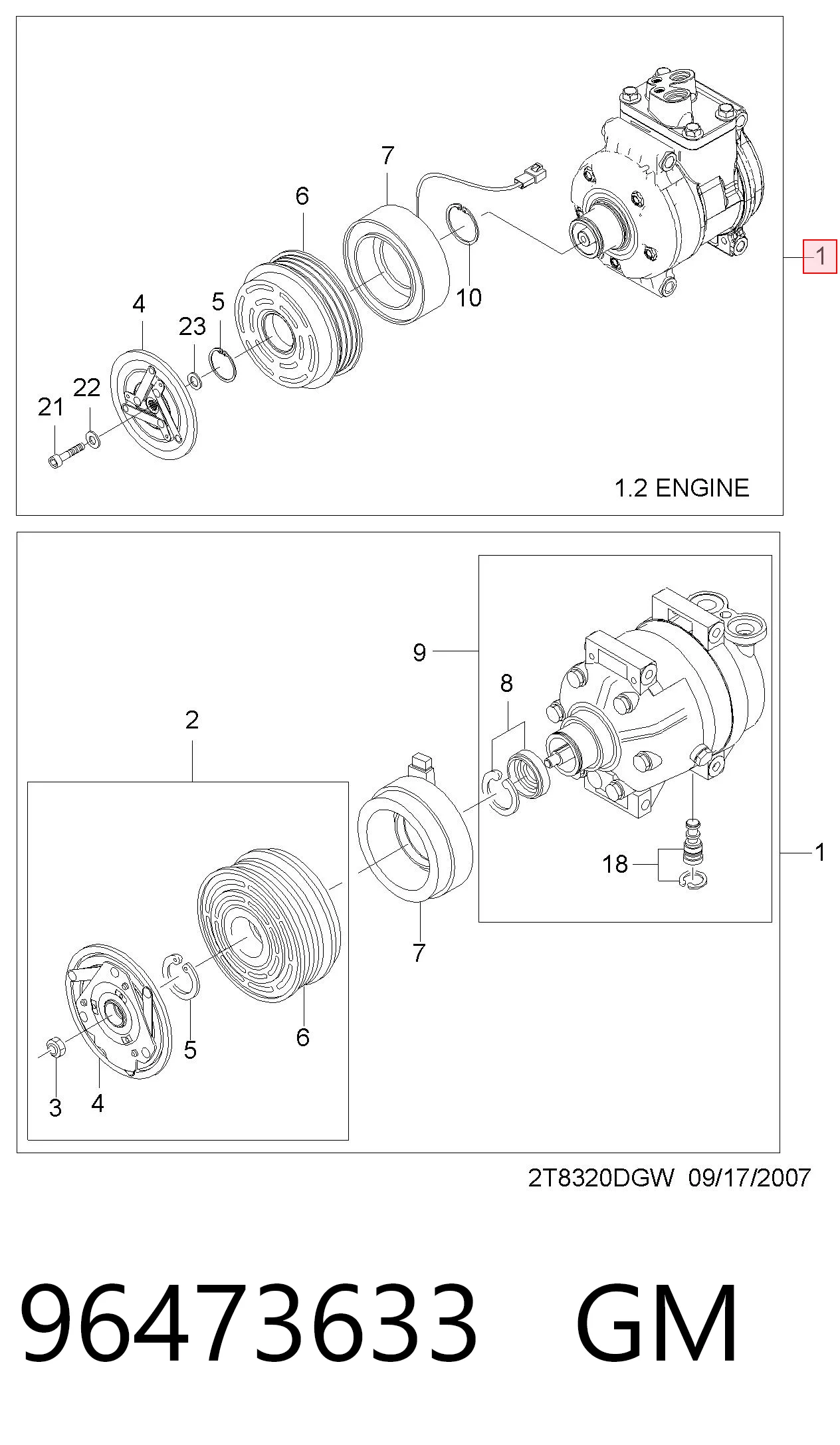 Compresores de aire acondicionado Chevrolet Aveo  (T250, T255)