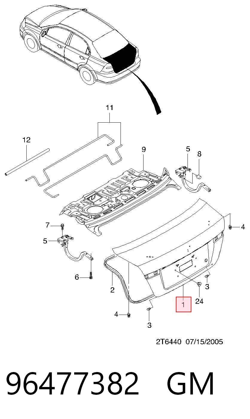 Tapa de maletero para Chevrolet Aveo II T250, T255