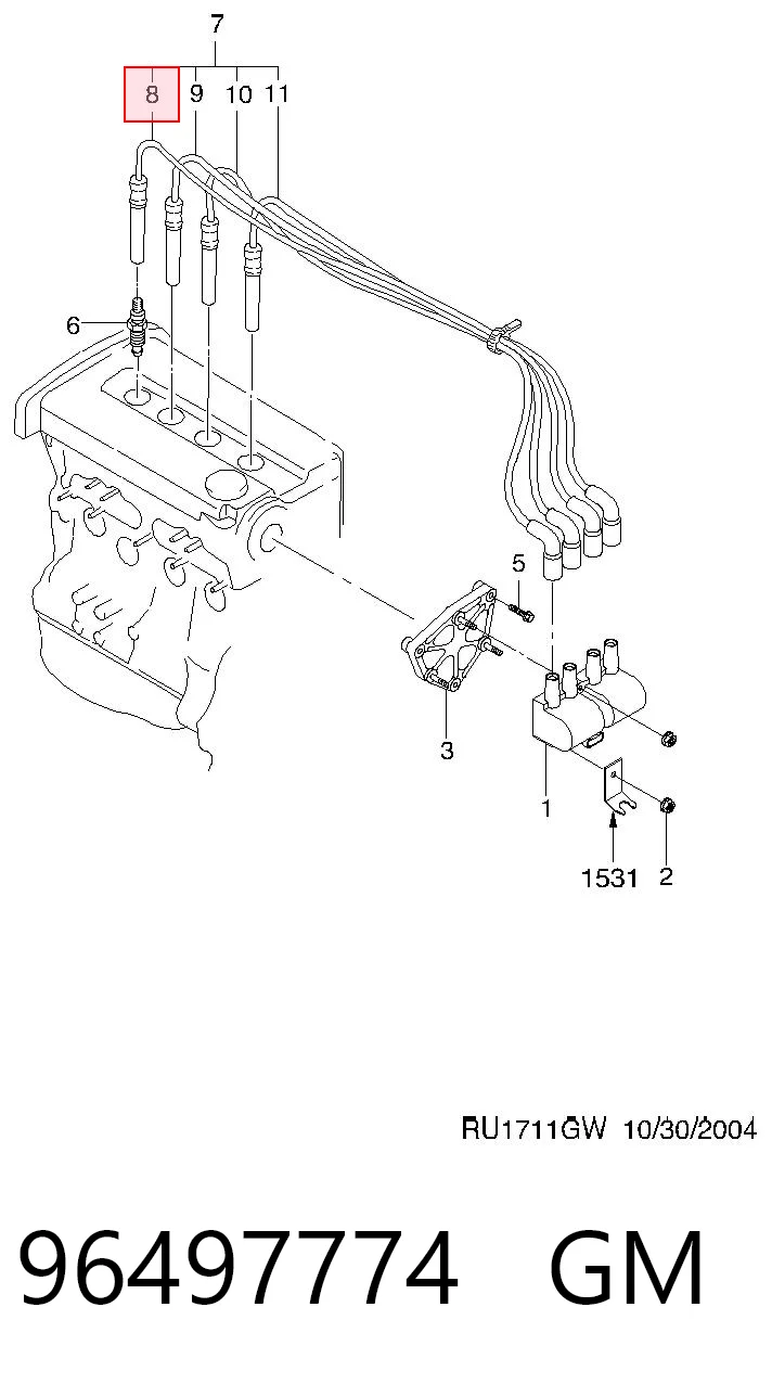 Juego de cables de alta tensión 96497774 GM