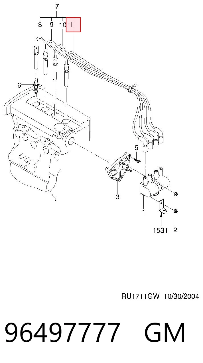 Juego de cables de alta tensión 96497777 GM