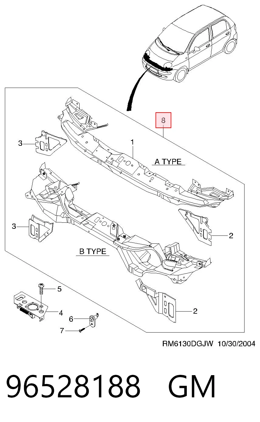 Comprar Panel de soporte del radiador y montaje de faros Daewoo Matiz  KLYA a bajo precio