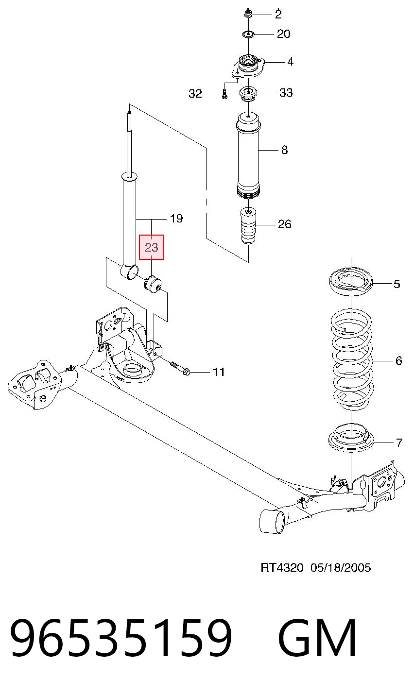 Silentblock amortiguador trasero para Chevrolet Aveo T250, T255